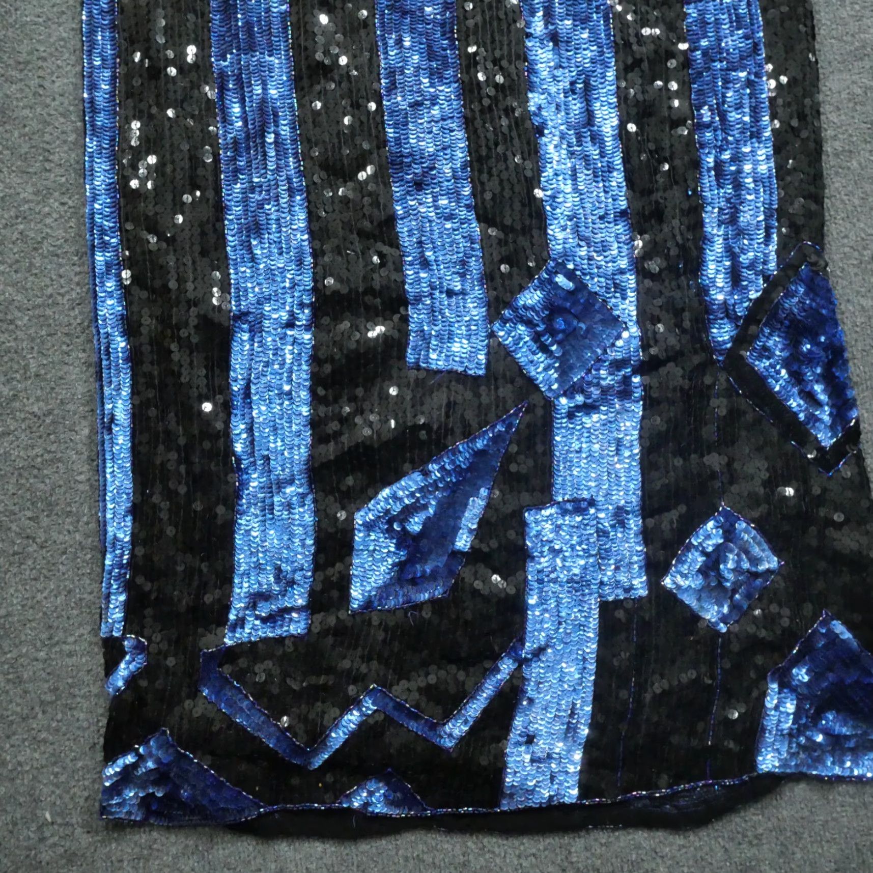 Vintage VINTAGE Raiment Fashions Sequin Set Shirt Top Skirt Women Medium Black Blue Silk Size M / US 6-8 / IT 42-44 - 6 Thumbnail