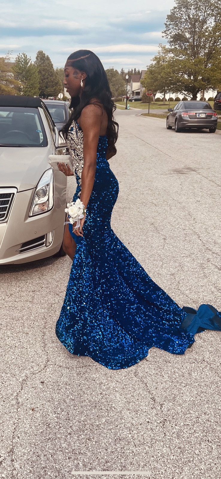 Other Strapless Royal blue gown silver accents Size XXS / US 00 / IT 34 - 4 Thumbnail