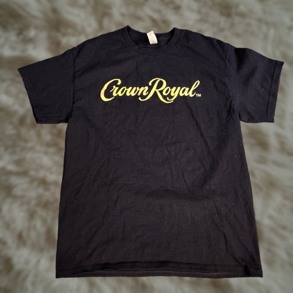 Gildan Crown Royal T Shirt Script Logo Black Yellow Mens Large Canadian Shirt Size US L / EU 52-54 / 3 - 1 Thumbnail