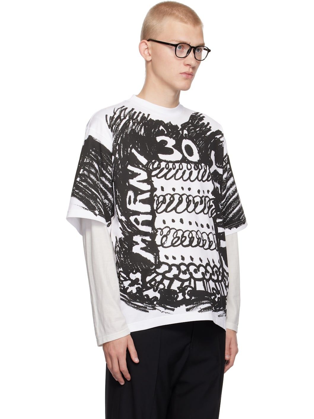 Marni o1f1d3z1125 30th Anniversary T-Shirt in Black/White Size US M / EU 48-50 / 2 - 3 Thumbnail
