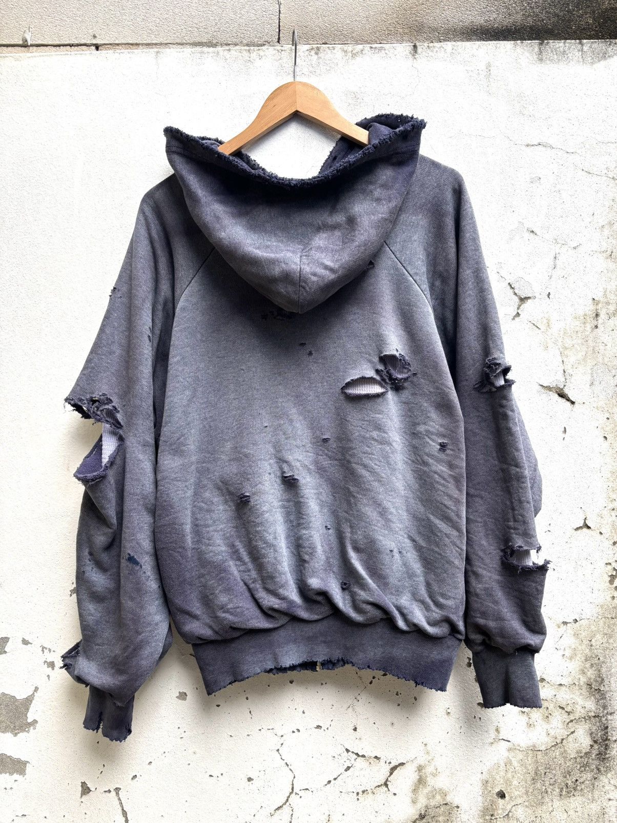 Vintage Thrashed Faded Distressed Thermal Navy Hoodie ERD Grunge Size US L / EU 52-54 / 3 - 6 Thumbnail