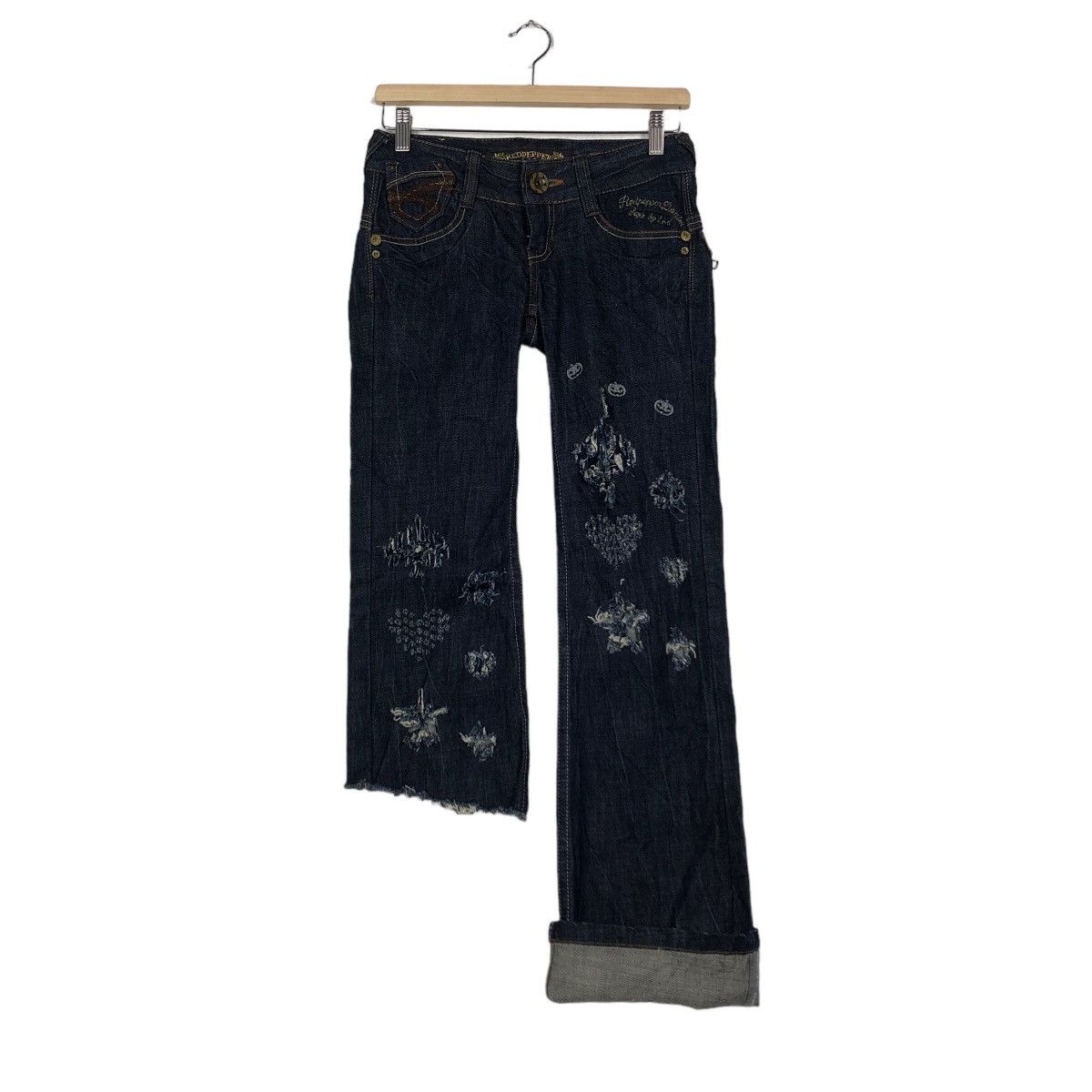 Japanese Brand 🔥Rare Punk Style Half Cut Denim Jeans Red Pepper Japan & Co Size US 26 / EU 42 - 11 Thumbnail
