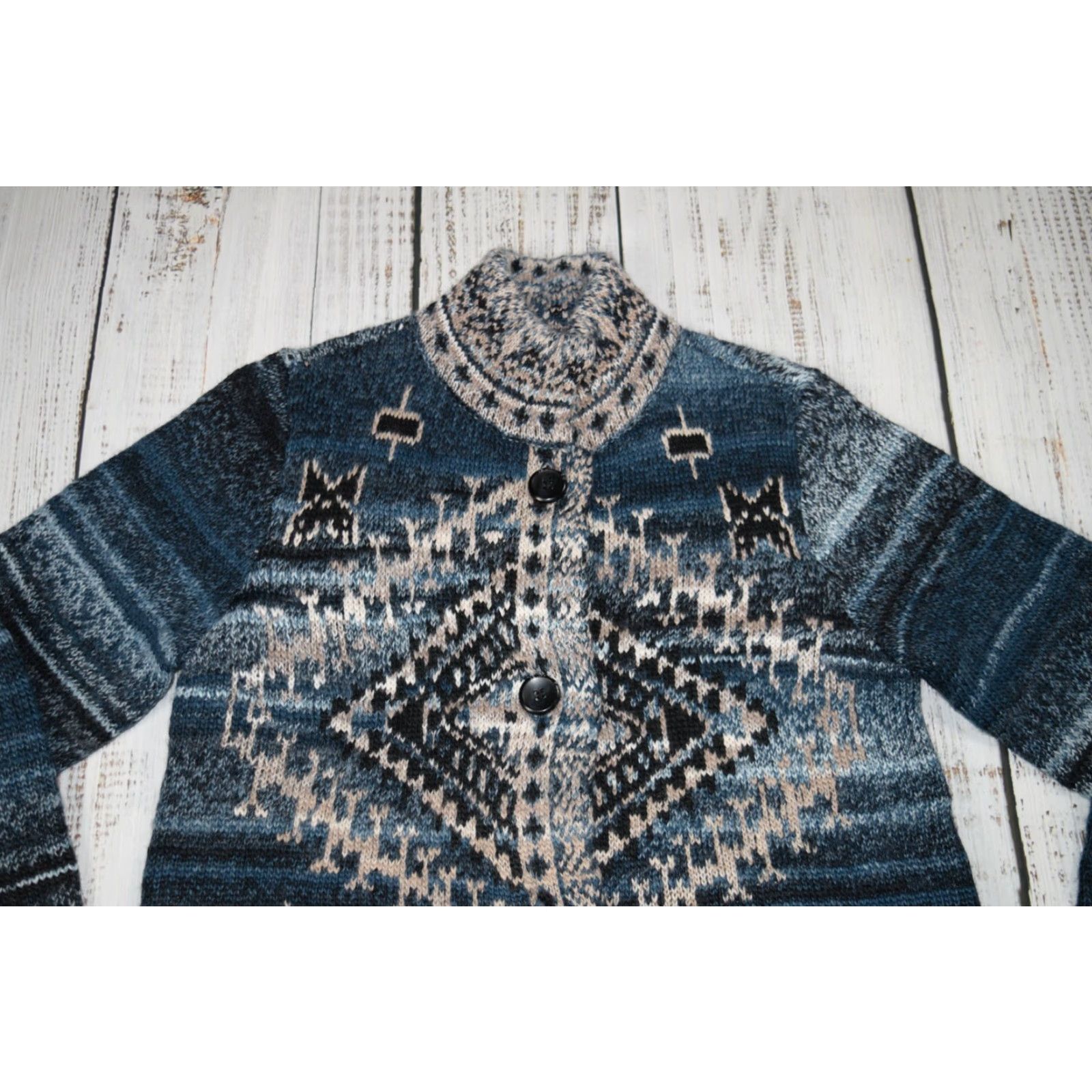 J. Jill J. Jill Fair Isle Nordic Knit Midi Sweater Dress - Women XS Gray/Blue Holiday Nordic - Dress Womens Size XS / US 0-2 / IT 36-38 - 2 Thumbnail