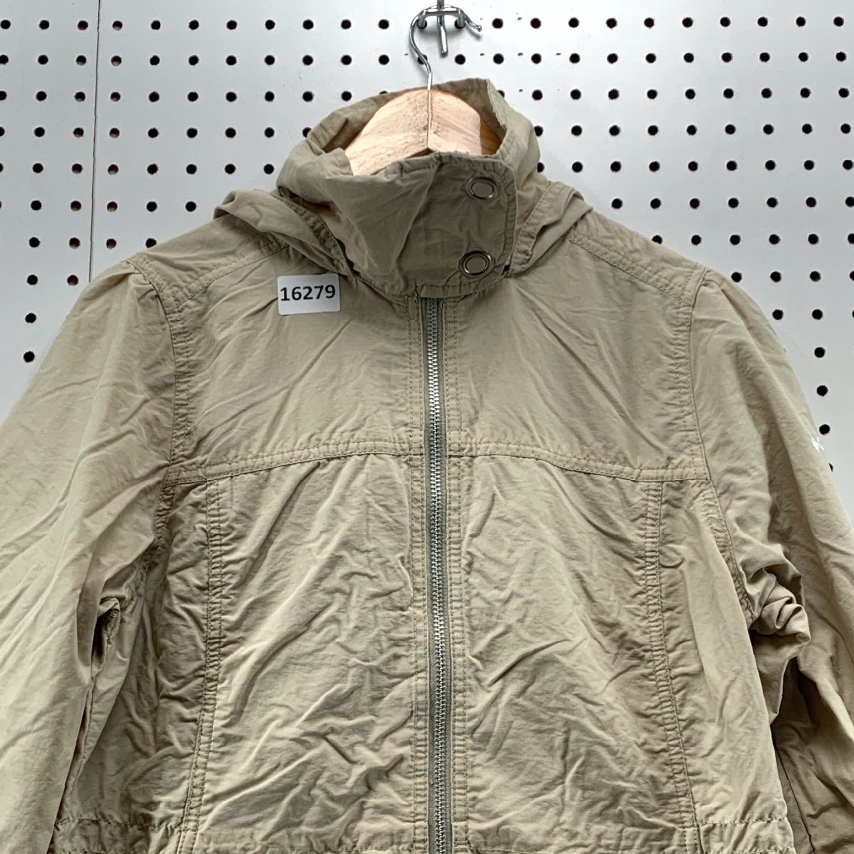 Vintage Columbia Womens Lightweight Hooded Jacket Beige Medium Full Zip Drawstring Jacket Size M / US 6-8 / IT 42-44 - 2 Thumbnail