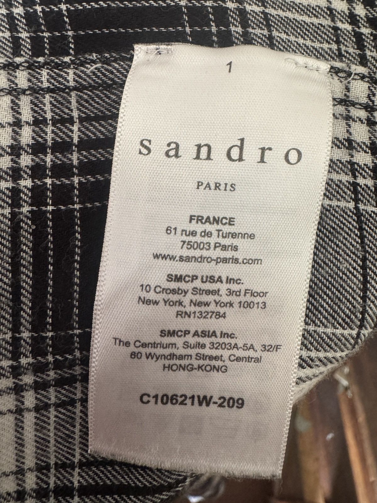Sandro Sandro Paris Black/White Plaid Shirt Size US L / EU 52-54 / 3 - 8 Thumbnail