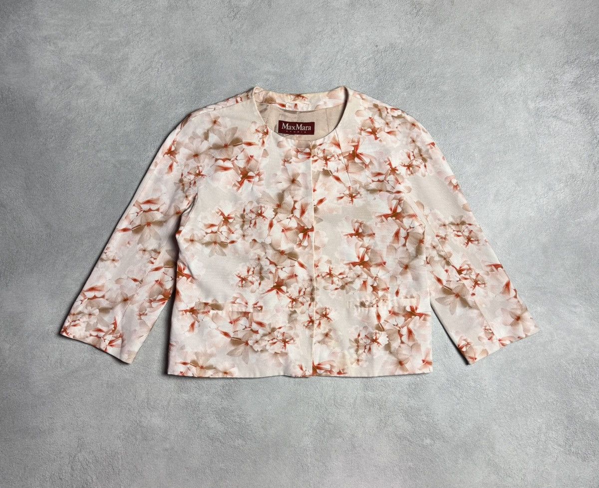 Max Mara MAX MARA Studio Women’s Cotton Viscose Floral Blazer Jacket Size L / US 10 / IT 46 - 1 Thumbnail