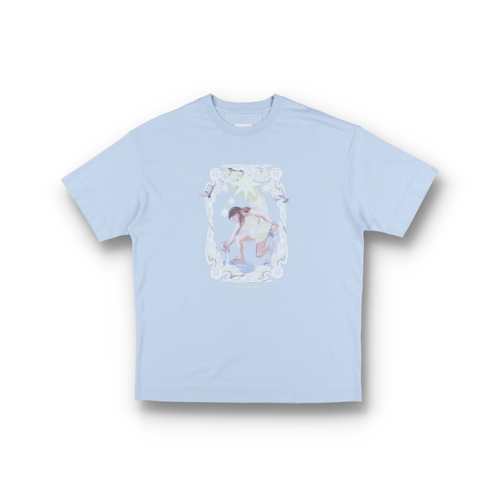 Givenchy Sky Blue Aqua Stars Logo Oversized T-Shirt Size US M / EU 48-50 / 2 - 1 Thumbnail