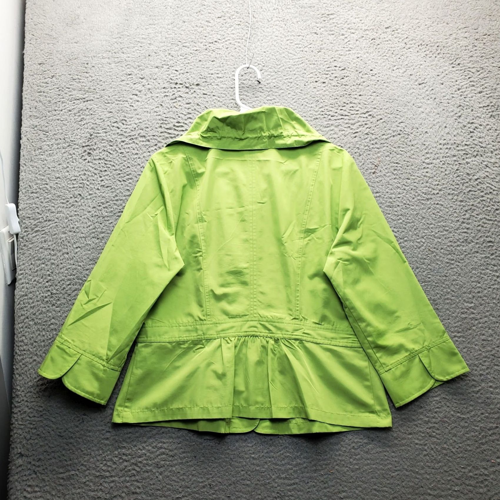 Vintage Tribella Womens 10 Green Wind-Resistant Collared Button-Front Jacket Size L / US 10 / IT 46 - 2 Thumbnail
