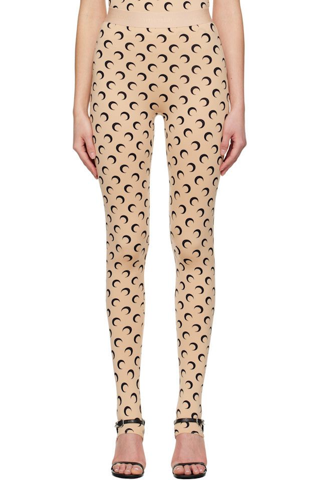 Marine Serre Marine Serre Beige Recycled Moon Jersey Stirrup Leggings Size 25" / US 0 / IT 36 - 1 Thumbnail