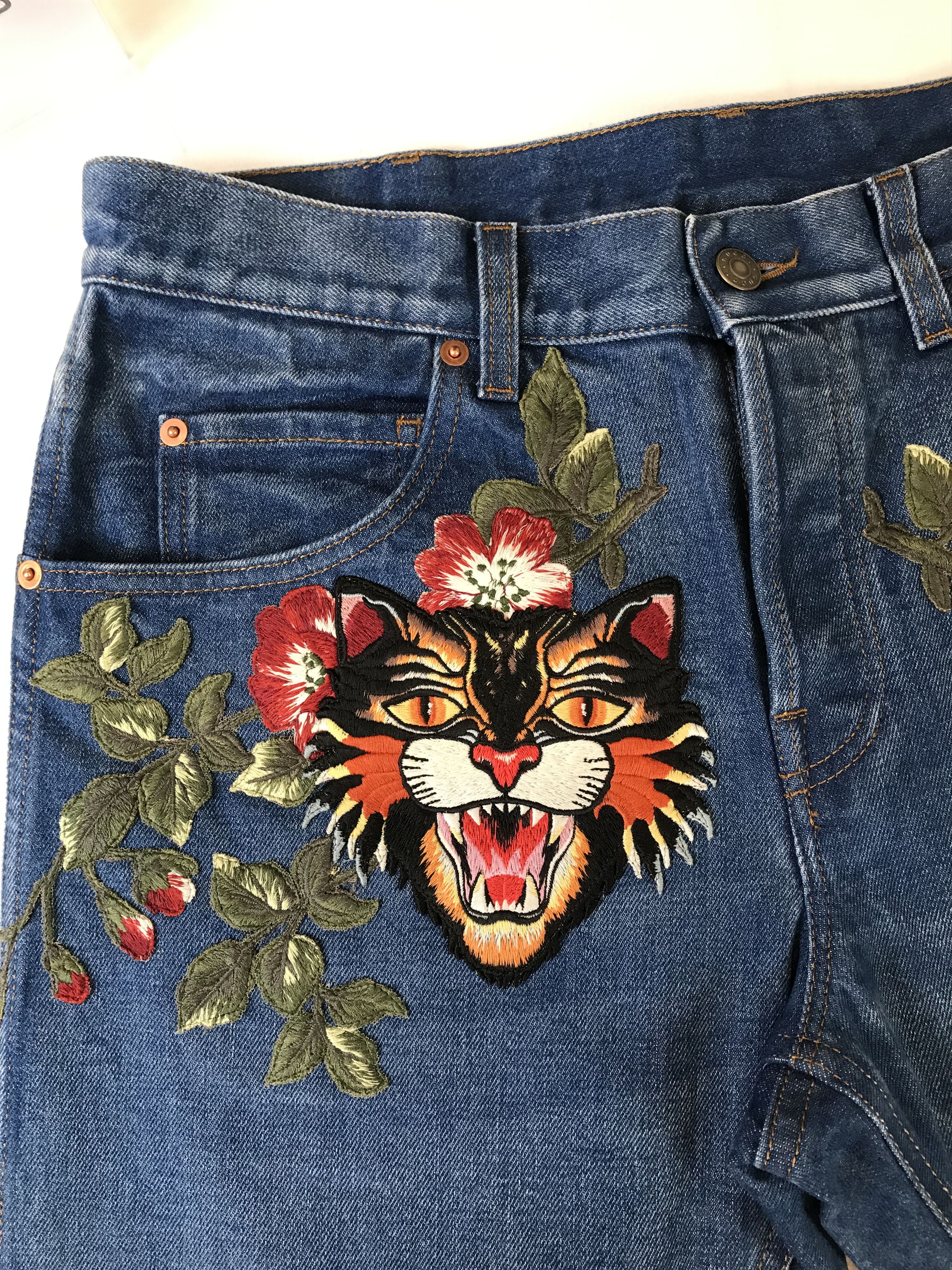 Gucci Gucci Floral Cat Embroidered Jeans Size US 34 / EU 50 - 4 Thumbnail