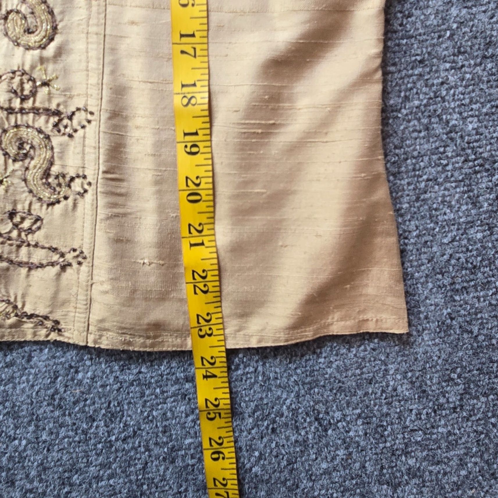 Vintage Chicos Jacket Womens XL Beige Silk Open Beaded Embroidery Classic Career Ladies Open Front Long Sleeve Jacket Size XL / US 12-14 / IT 48-50 - 6 Thumbnail