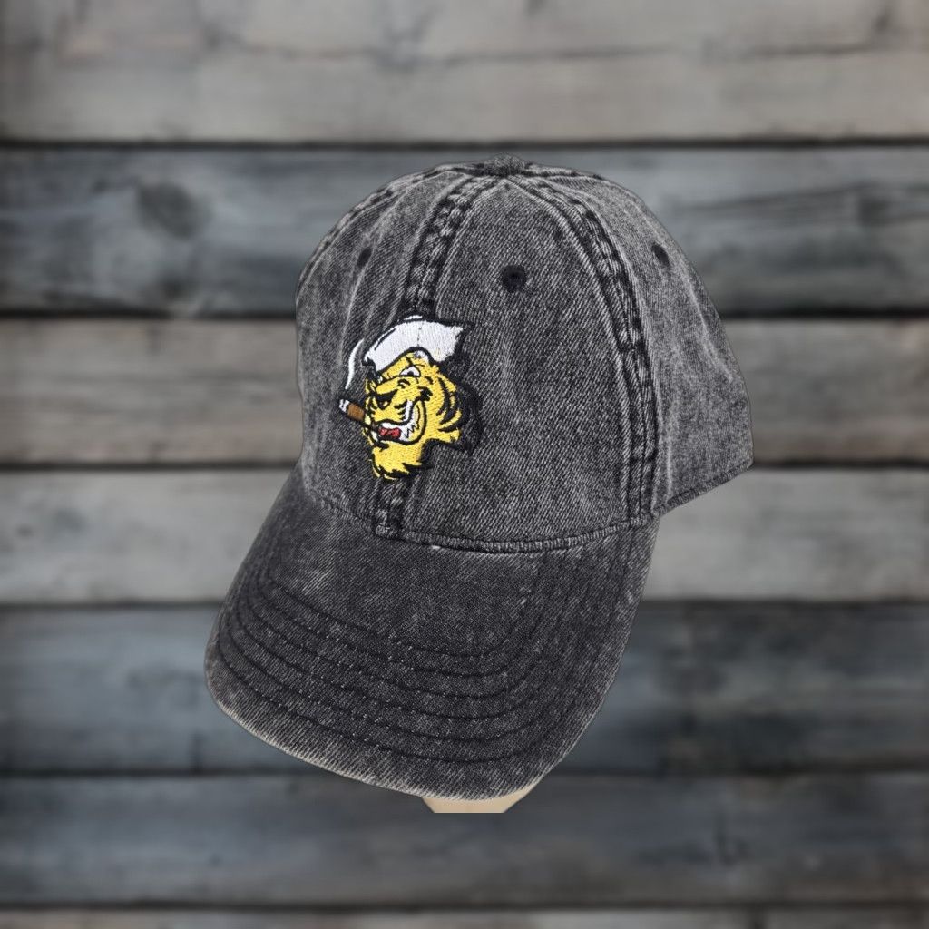 Vintage Otto Hat Baseball Cap Men Adjustable Black Cotton Happy Tiger Cigar Acid Washed Hardwear Designer Theme Tigers Mens Size ONE SIZE - 1 Thumbnail