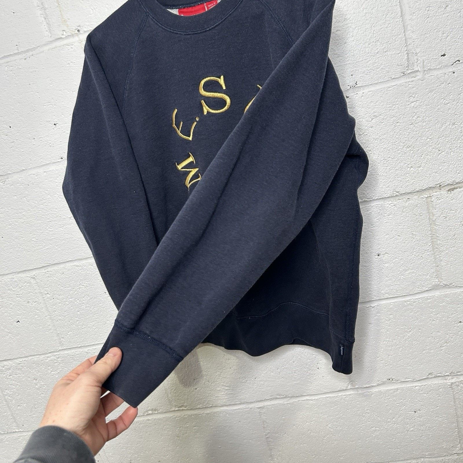 Supreme Supreme Circle Script CrewNeck Sweatshirt “Navy Gold” FW13 Size US M / EU 48-50 / 2 - 4 Thumbnail