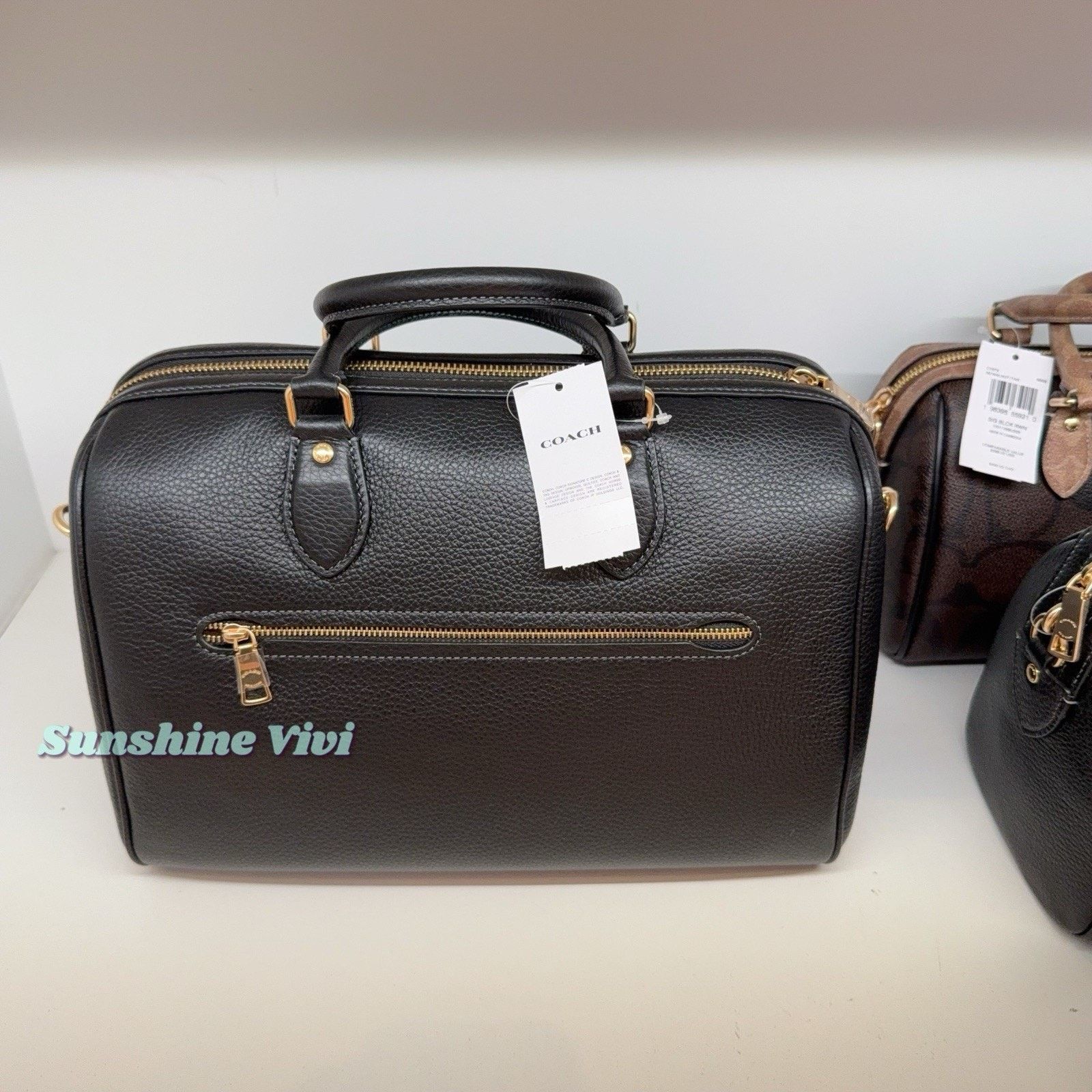 Coach NWT Coach Rowan Large Satchel Bag Leather CV960 Gold/Black Size ONE SIZE - 3 Thumbnail