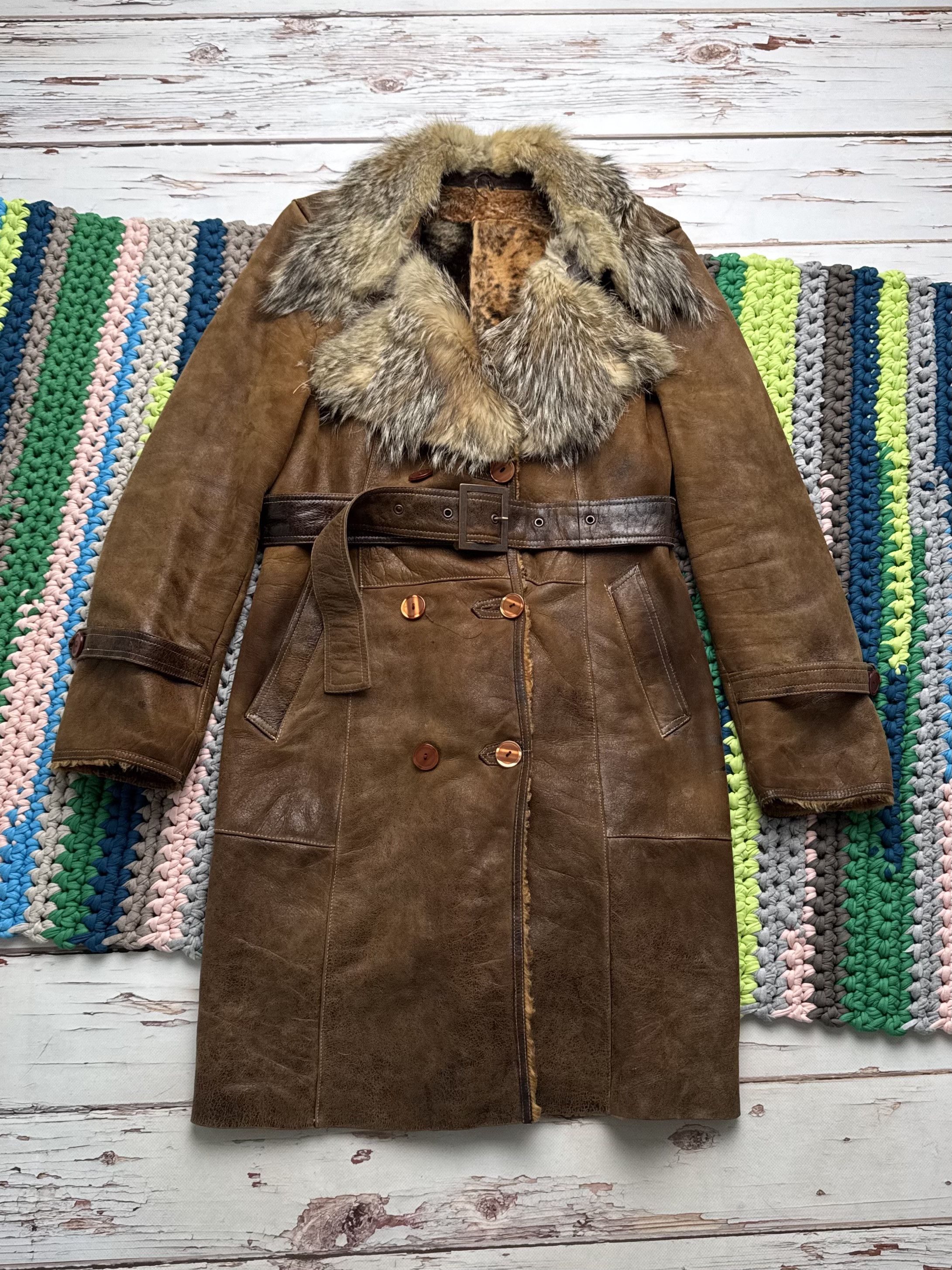 Vintage Vintage Brown Sheepskin Coat Belted Long Winter Size M / US 6-8 / IT 42-44 - 5 Thumbnail