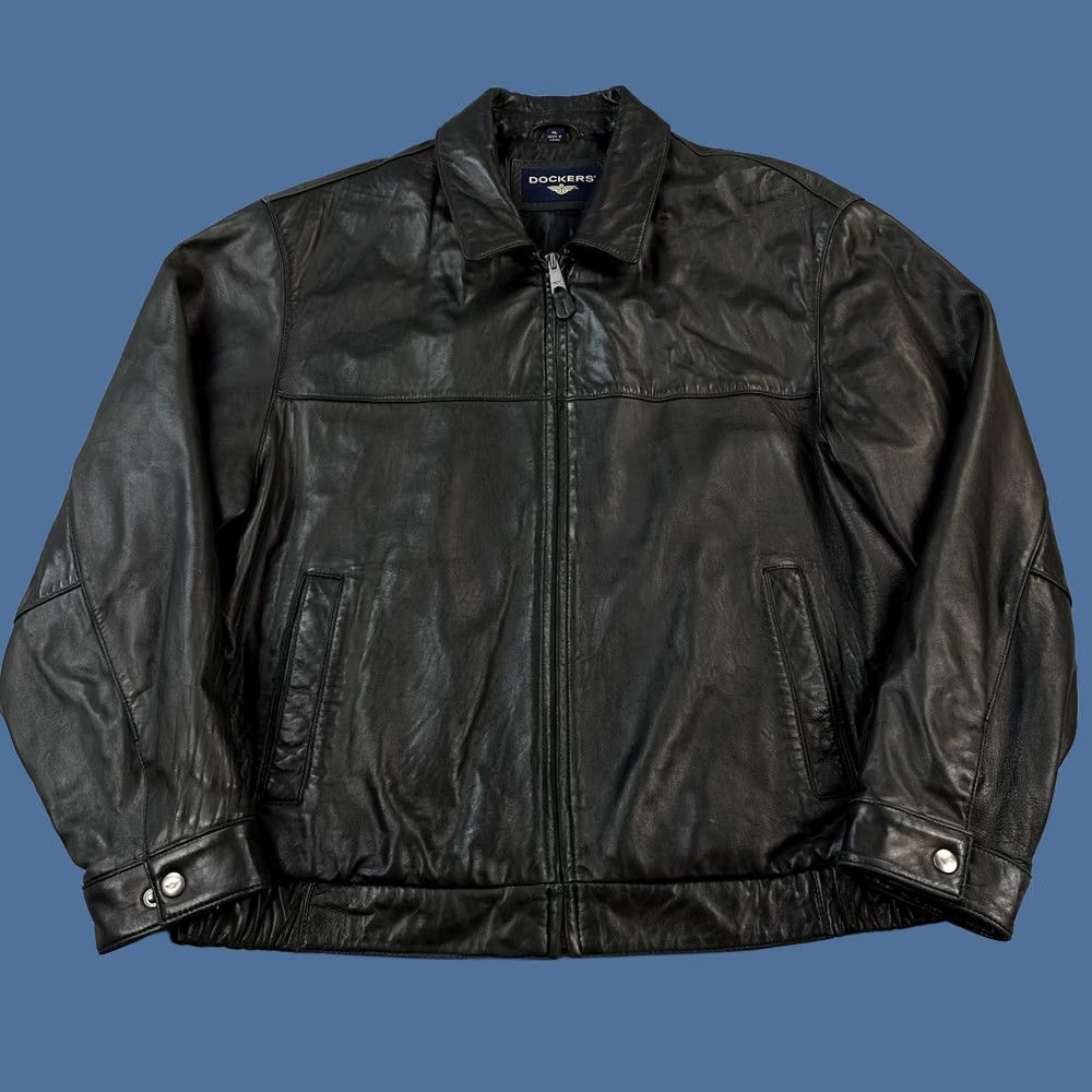 Dockers VINTAGE Dockers Jacket Mens XL Butter Black Soft Leather Fill Zip Lined Bomber Size US XL / EU 56 / 4 - 1 Thumbnail