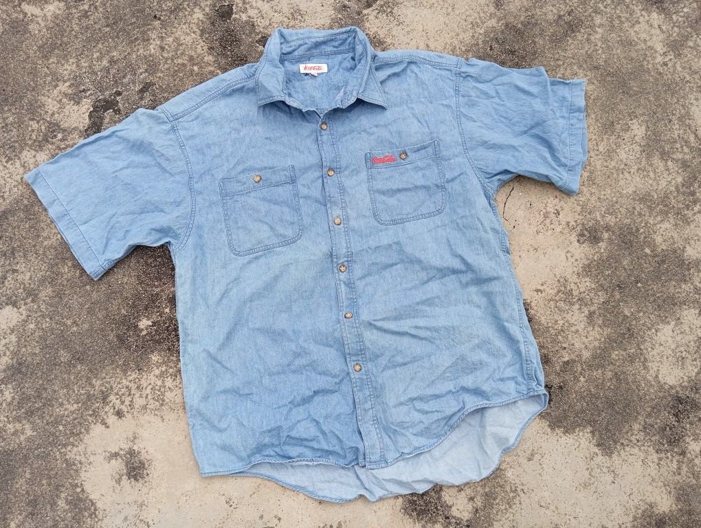 Vintage VTG Coca Cola shirt 🍻 Chambray Double Pocket Size US XL / EU 56 / 4 - 3 Thumbnail