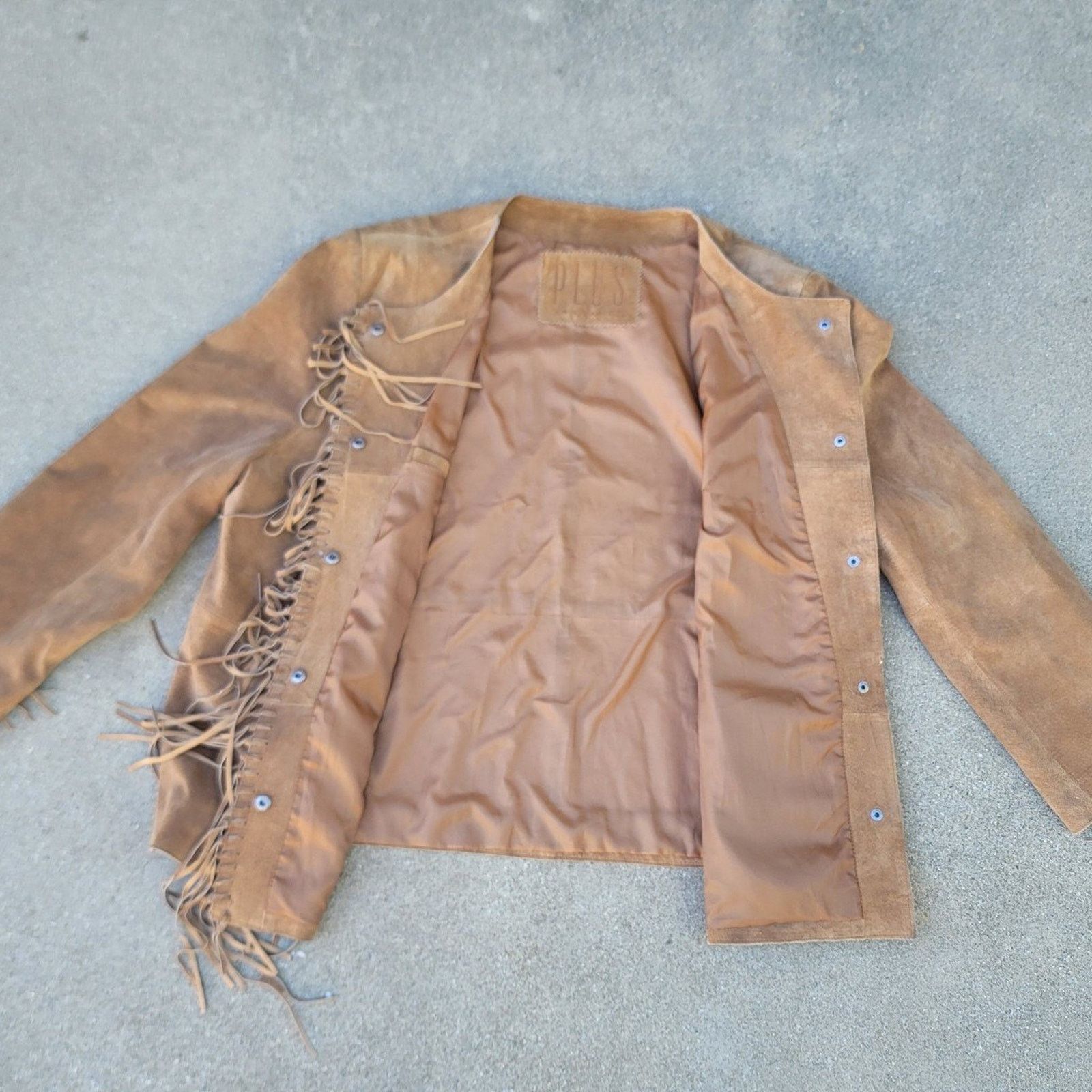 The Unbranded Brand Vtg PLUS Brown Suede Leather Fringe Jacket Size ONE SIZE - 2 Thumbnail