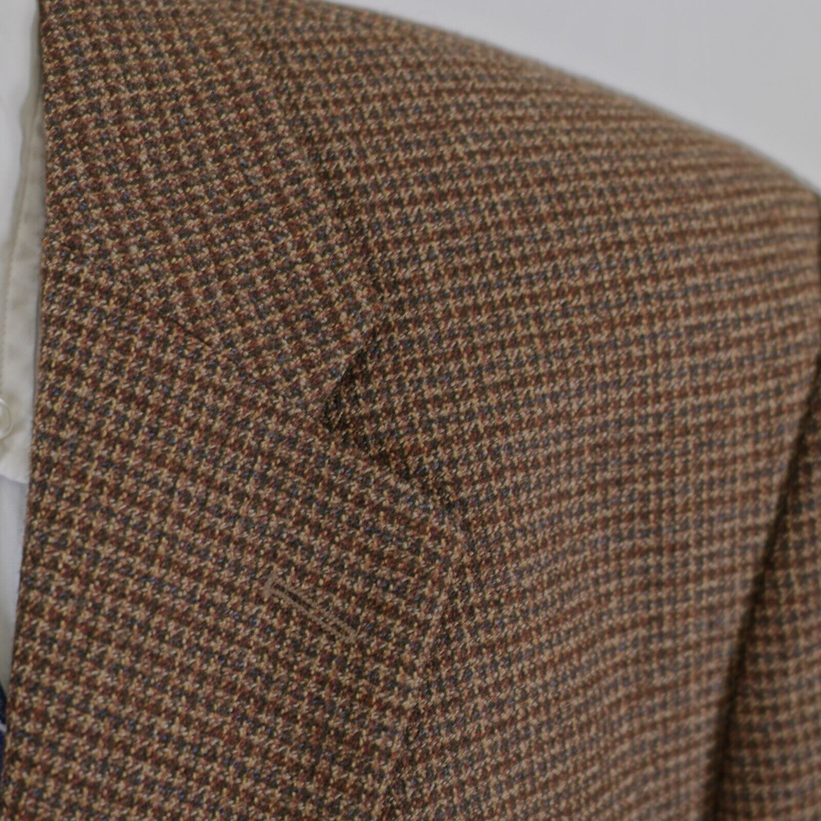 Designer Talbots Men Brown Tan Gray Check Tweed Wool 3 Button Sport C Size 42R - 2 Thumbnail
