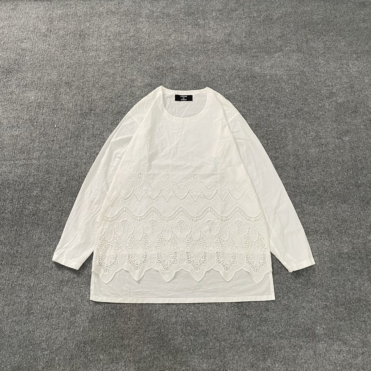 CABANE de ZUCCa Cabane de Zucca Embroidered Lace Hem Oversized Blouse Size XXL / US 16-18 / IT 52-54 - 1 Thumbnail