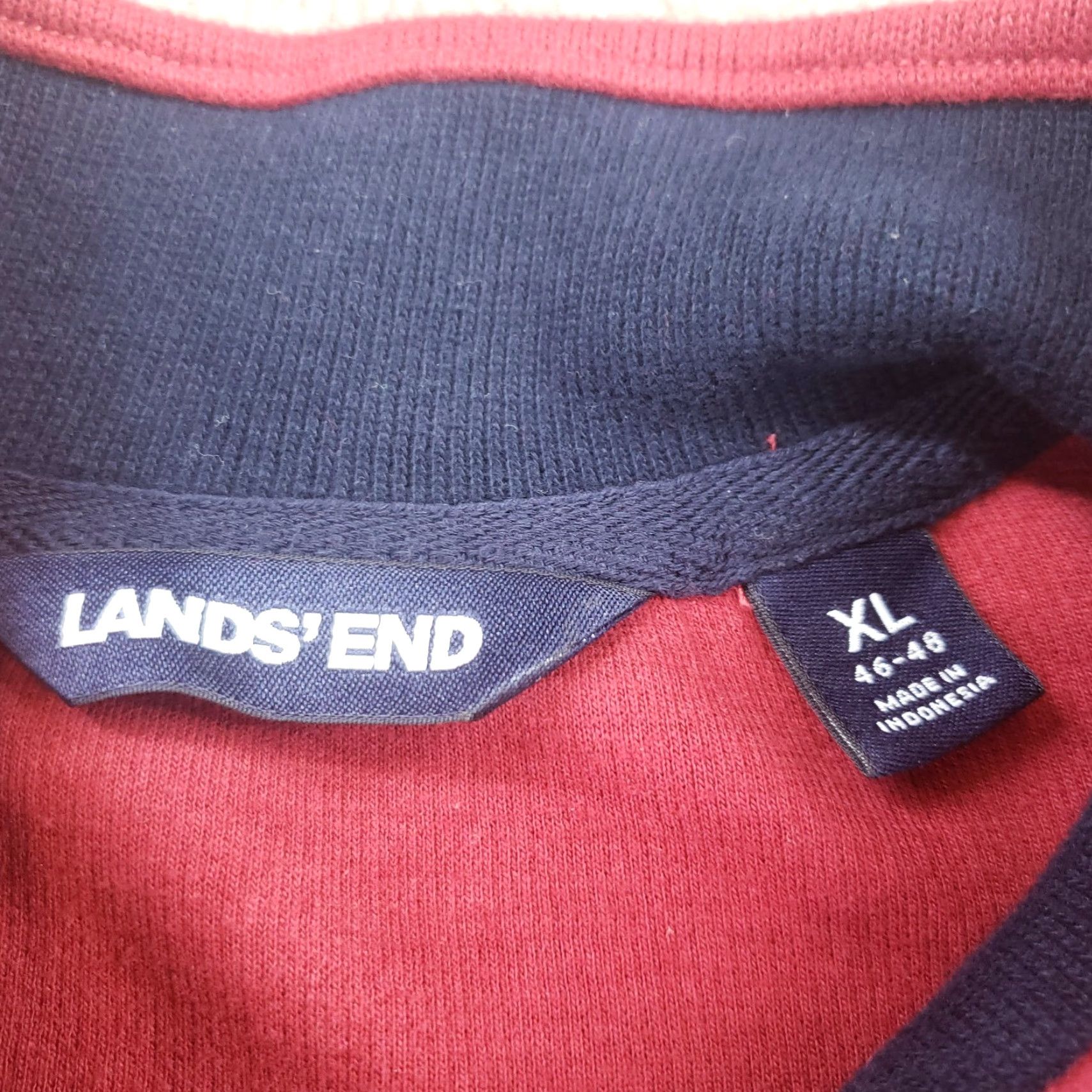 Lands' End Lands End Sweater Mens XL Red 1/4 Zip Long Sleeve Mock Neck Cotton Pullover Size US XL / EU 56 / 4 - 5 Thumbnail