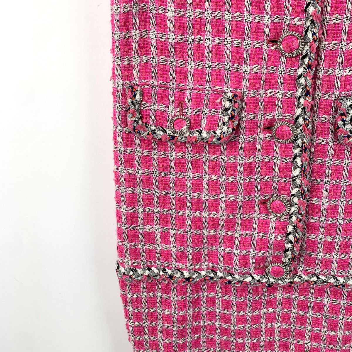 Chanel Chanel Pink Plaid Cotton Sleeveless Woven Tweed Dress Size XS / US 0-2 / IT 36-38 - 4 Thumbnail