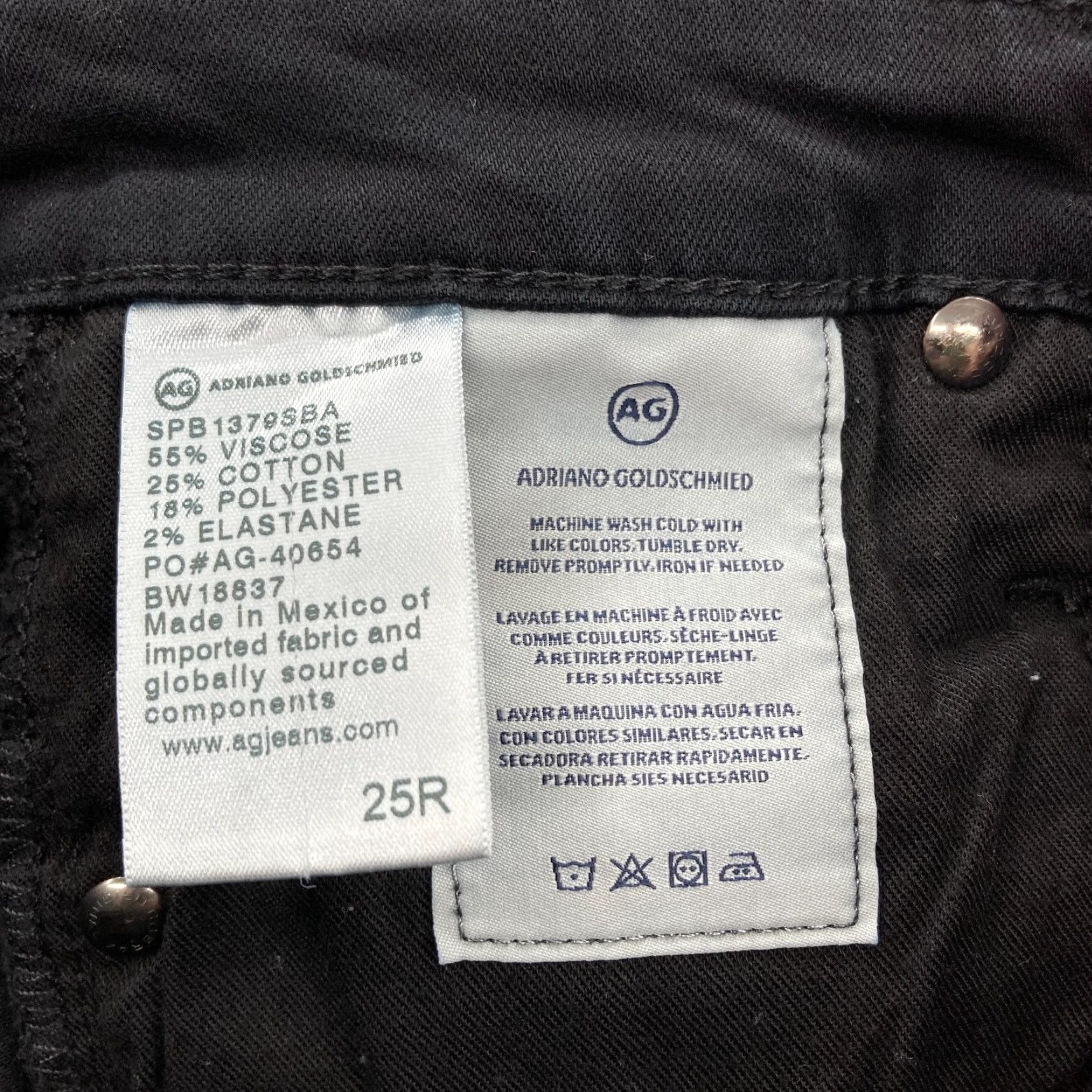 Farah AG Adriano Goldschmied The Farrah Skinny Ankle Women's 25 Black Stretch Denim Jeans Size ONE SIZE - 5 Thumbnail