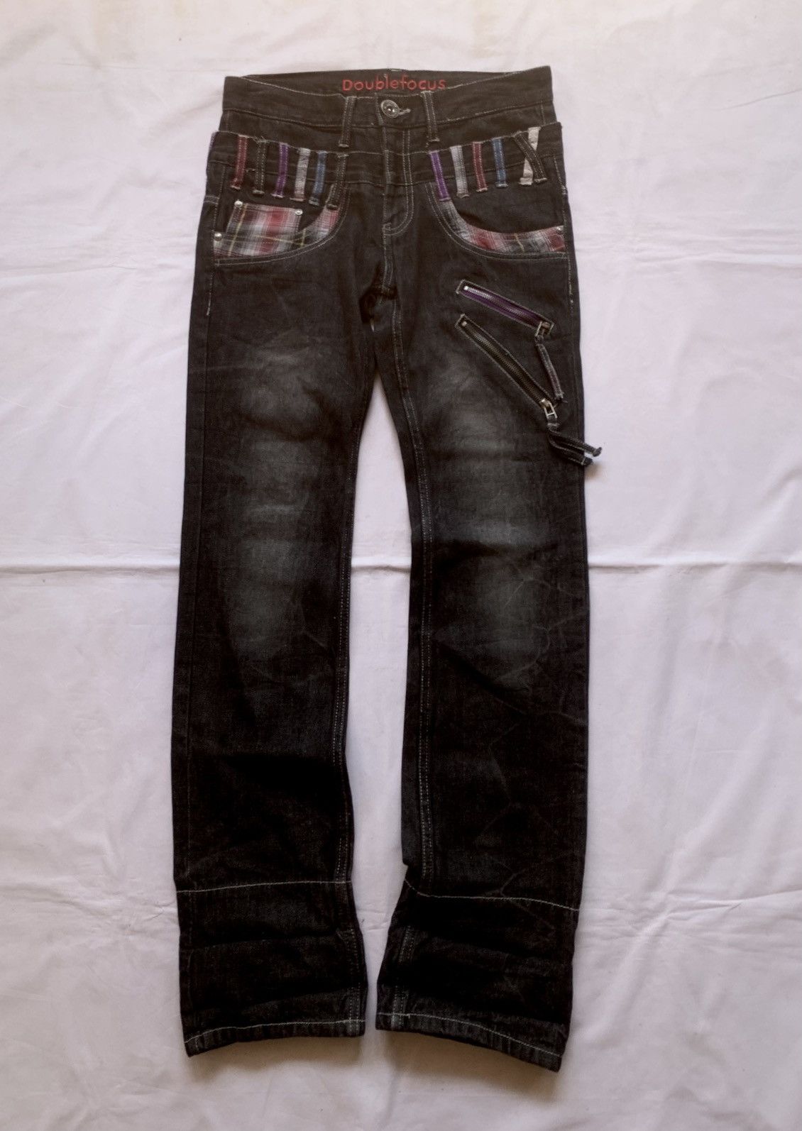 Japanese Brand Y2k Punk Double Focus Double Waist Whisker Bondage Jeans Size US 30 / EU 46 - 1 Thumbnail