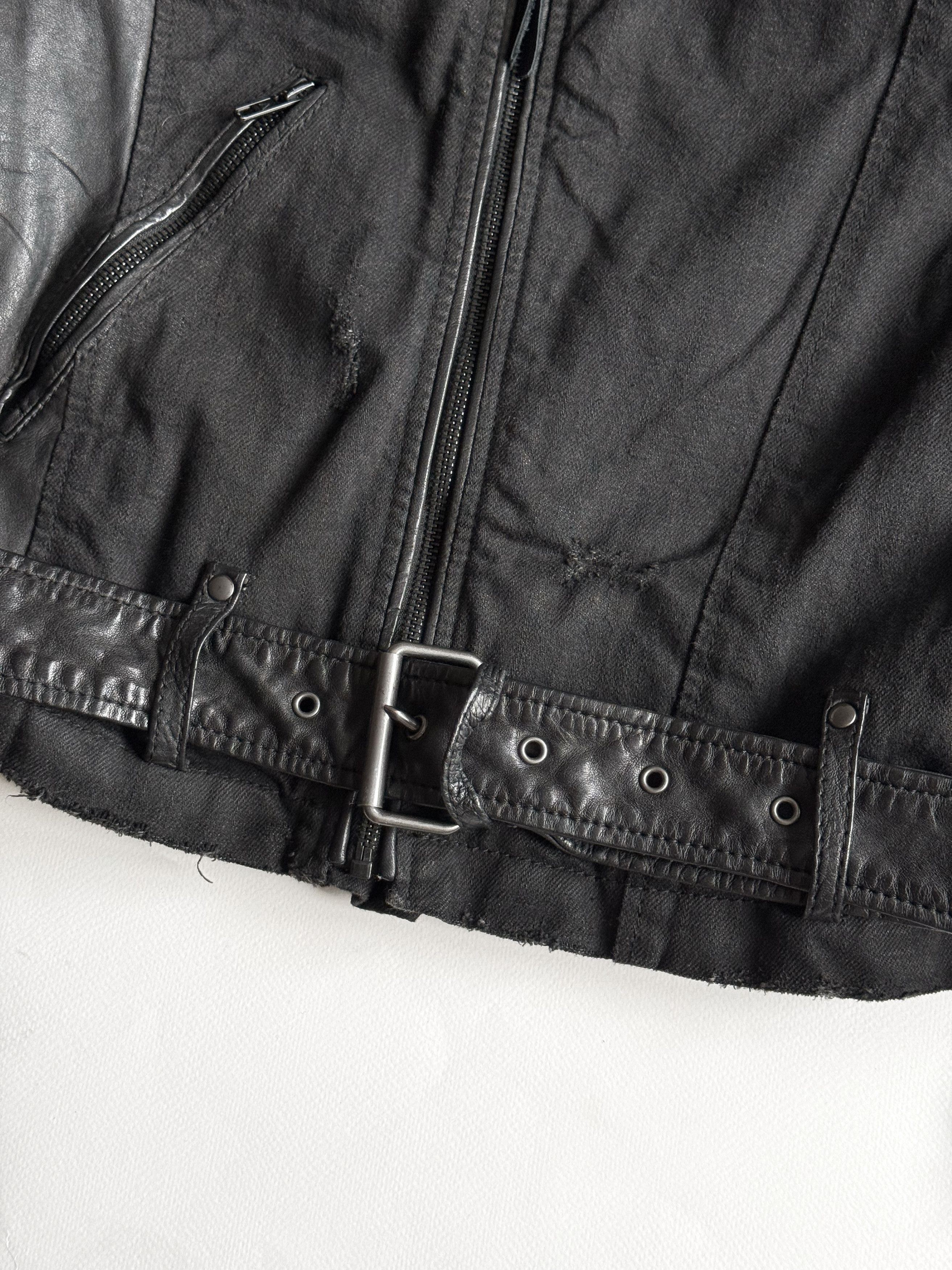 BE EDGY Men's Be Edgy Leather & Canvas Distressed Biker Jacket (L) Size US L / EU 52-54 / 3 - 6 Thumbnail