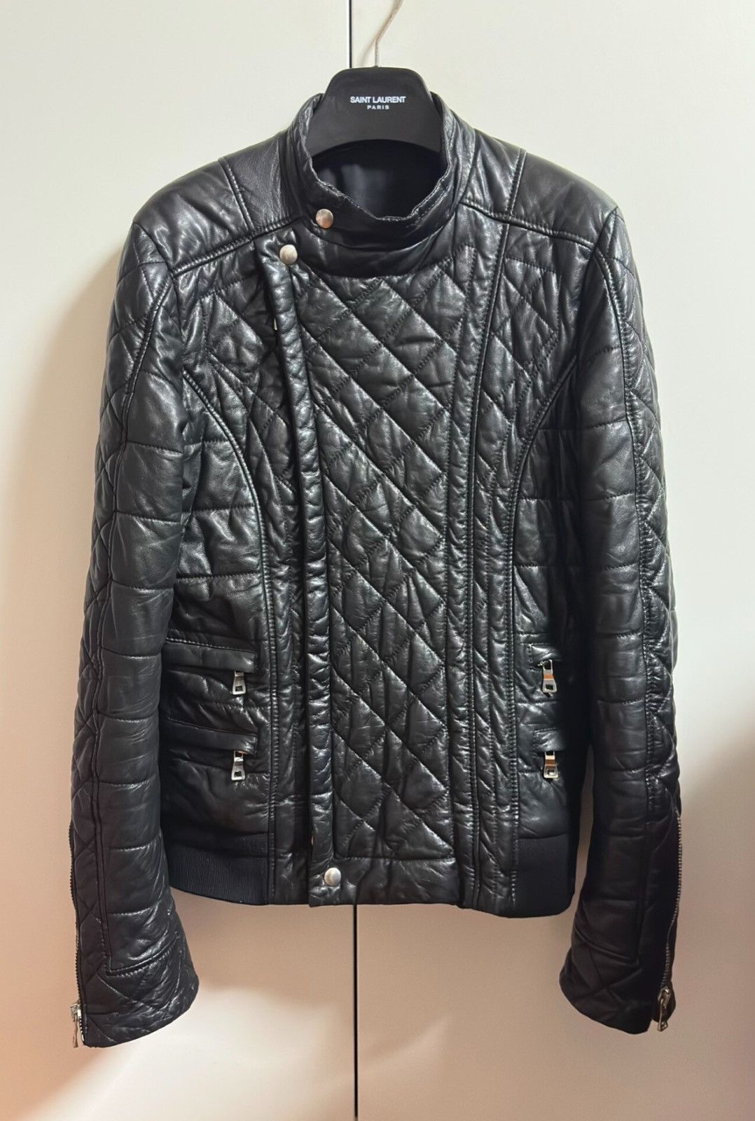 Balmain Balmain Quilted Leather Jacket – Classic Moto Outerwear Size US S / EU 44-46 / 1 - 1 Thumbnail