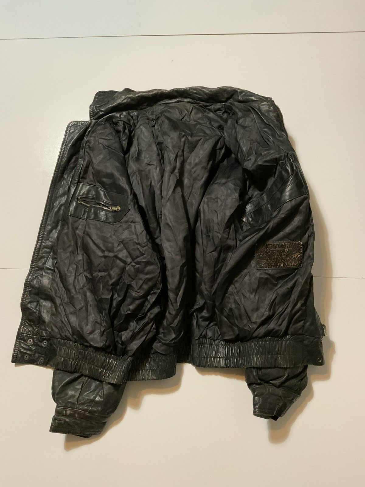 Vintage Vintage Motorcycle Bike Lamb Goat Skin Zip Bomber Jacket Size US L / EU 52-54 / 3 - 3 Thumbnail