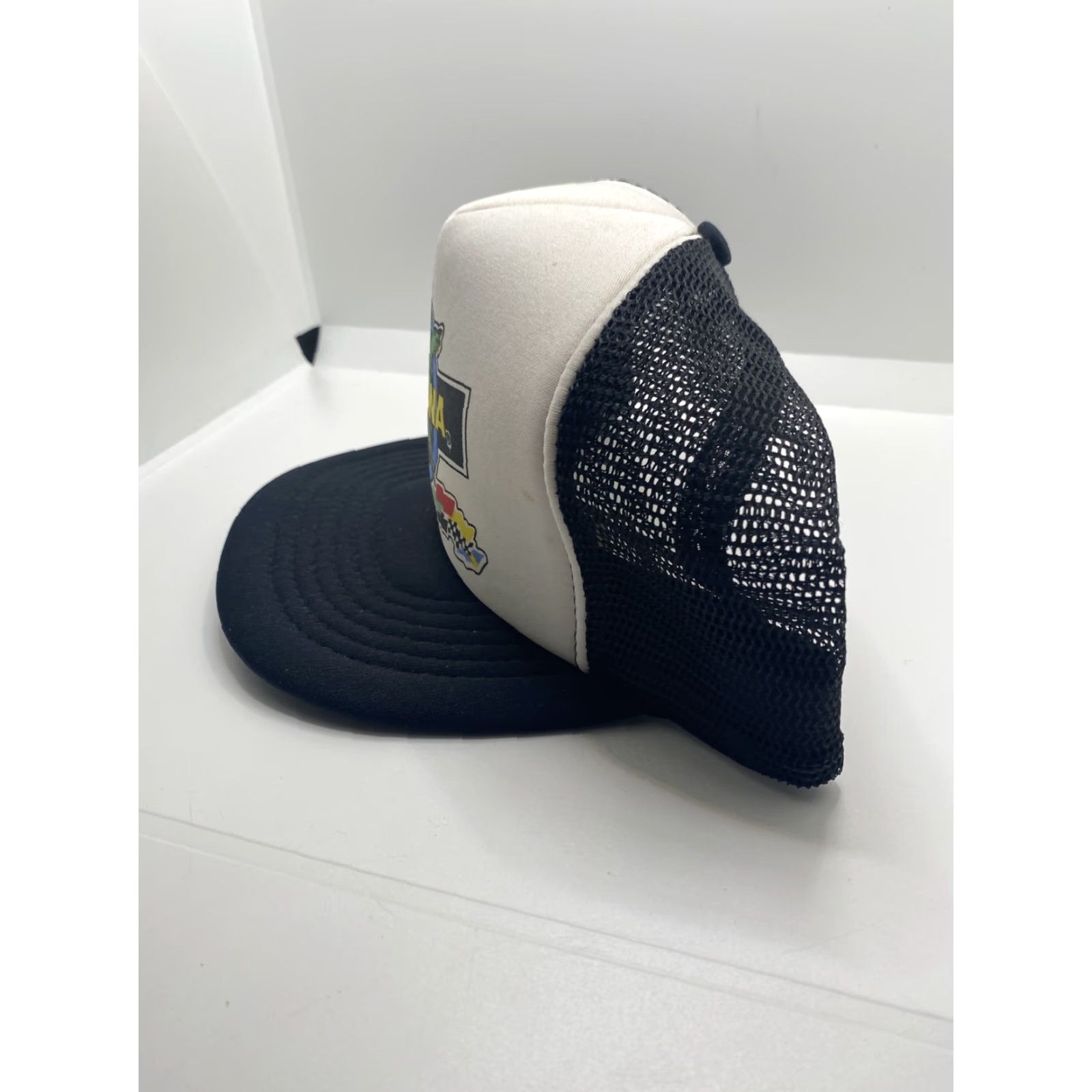 NASCAR VINTAGE NASCAR Daytona Snapback Trucker Hat Blackand White Trucker Hat Men Adjustab le Blue 80s NASCAR Hat Mens Size ONE SIZE - 2 Thumbnail