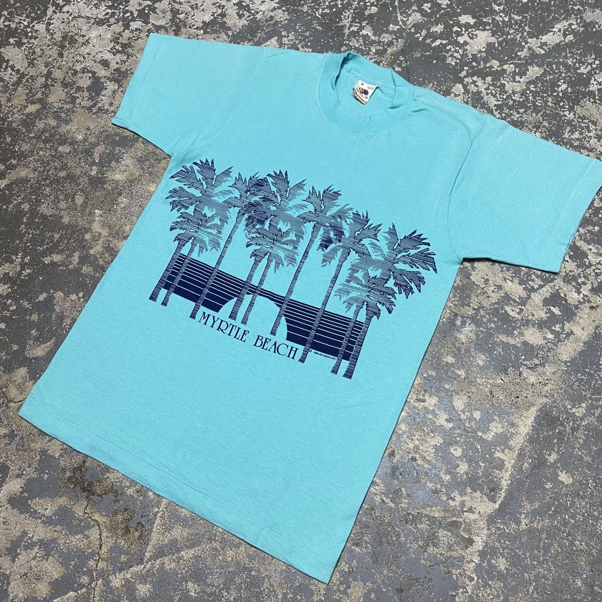 Japanese Brand × Vintage Vintage Myrtle Beach Palm Tree Trees Blue Tshirt 1989 Size US M / EU 48-50 / 2 - 2 Thumbnail