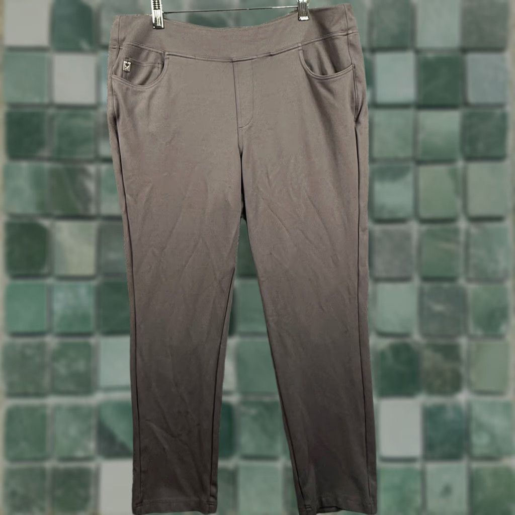 Vintage Belle by Kim Gravel Pant Gray Pull On Ponte Knit Straight Leg 18W Plus Size Workwear Career Casual Womens Size 40" / US 18 - 1 Thumbnail
