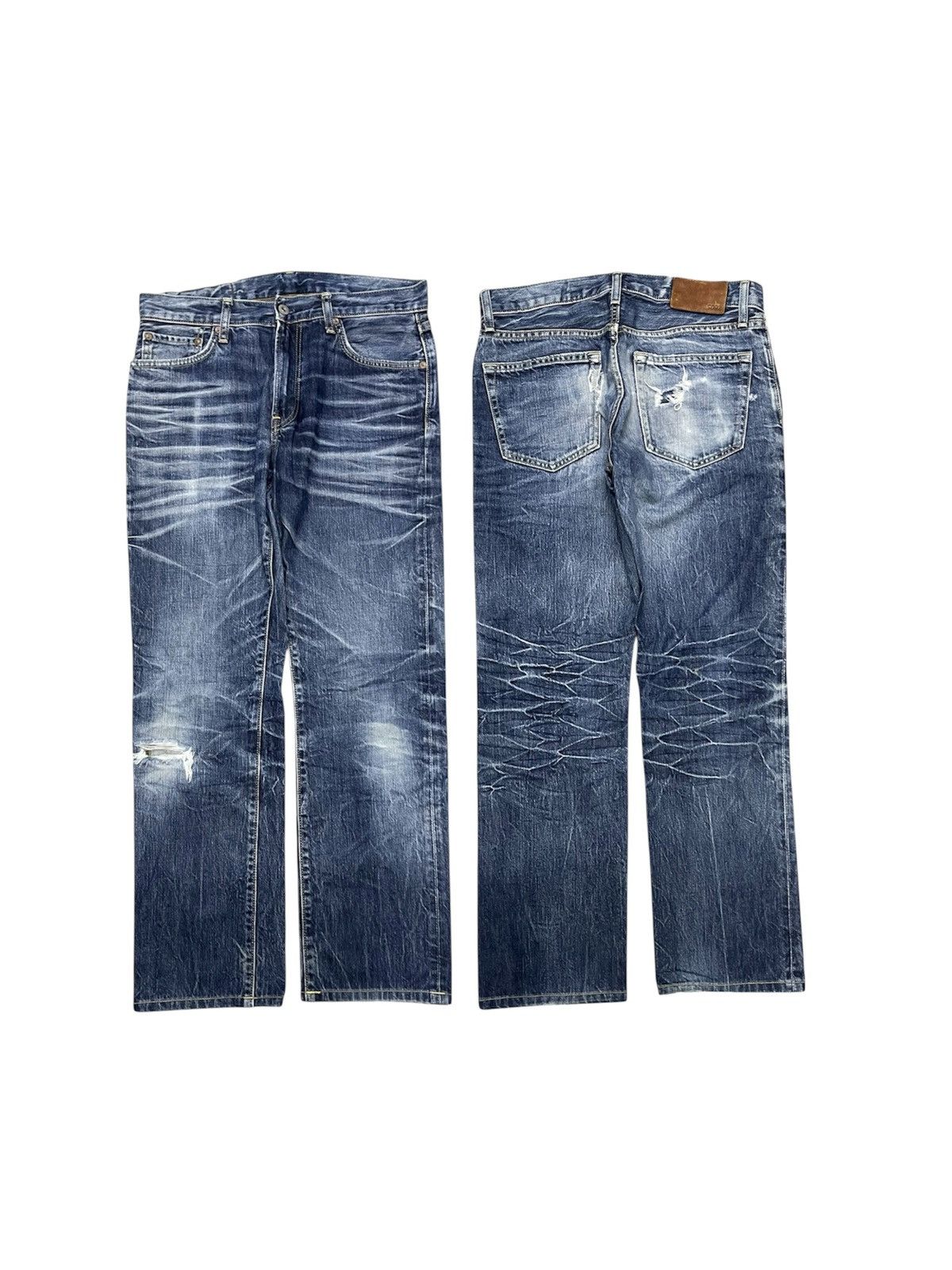 Beauty Beast 2000s UNIQLO MUDWASH DENIM DISTRESSED JEANS Size US 30 / EU 46 - 1 Thumbnail