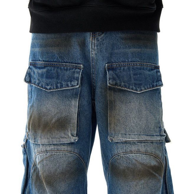 Japanese Brand × Vintage Outdoor retro faded dirty pleated cargo jeans pants Size US 30 / EU 46 - 4 Thumbnail