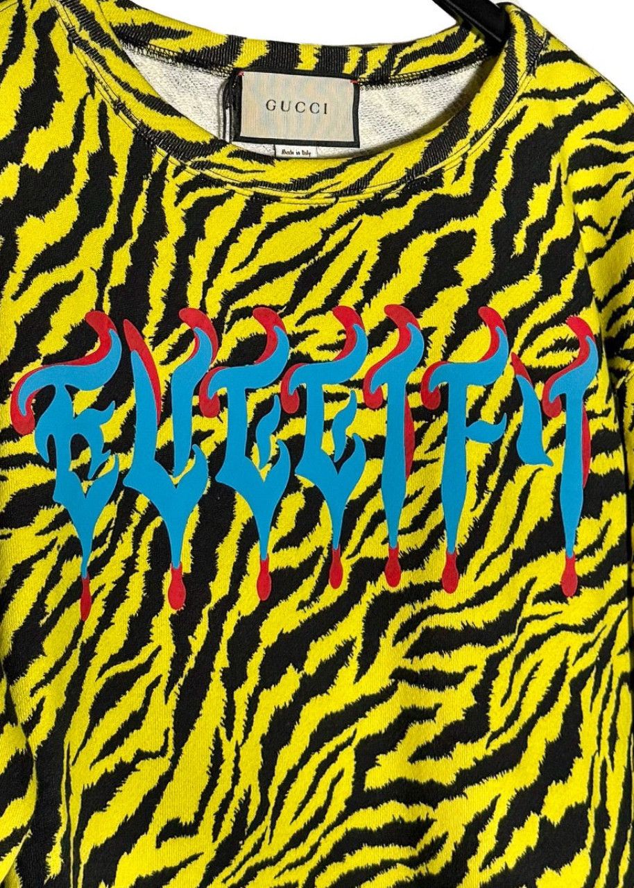 Gucci Gucci 2019 Guccify Yellow Black Tiger Print Sweatshirt Size US M / EU 48-50 / 2 - 4 Thumbnail
