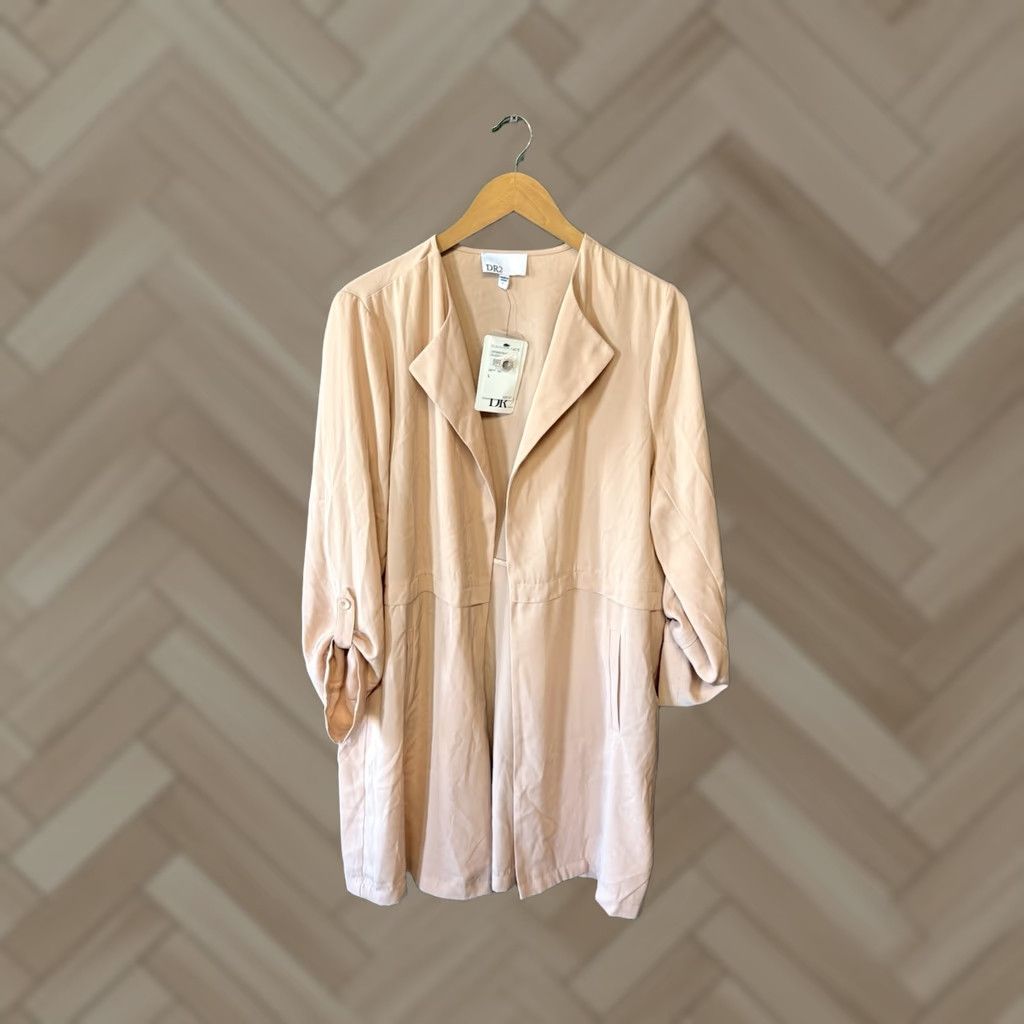 Vintage DR2 Womens Peach Open Front Long Sleeve Jacket Size L NWT Halloween Kimono Style Size L / US 10 / IT 46 - 1 Thumbnail