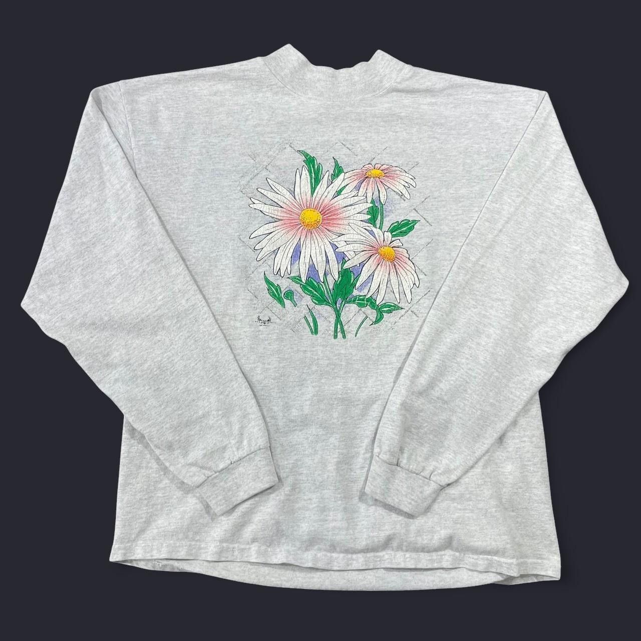 Vintage Vintage 90’s Daisy Flower Long Sleeve T-shirt Size US L / EU 52-54 / 3 - 1 Thumbnail