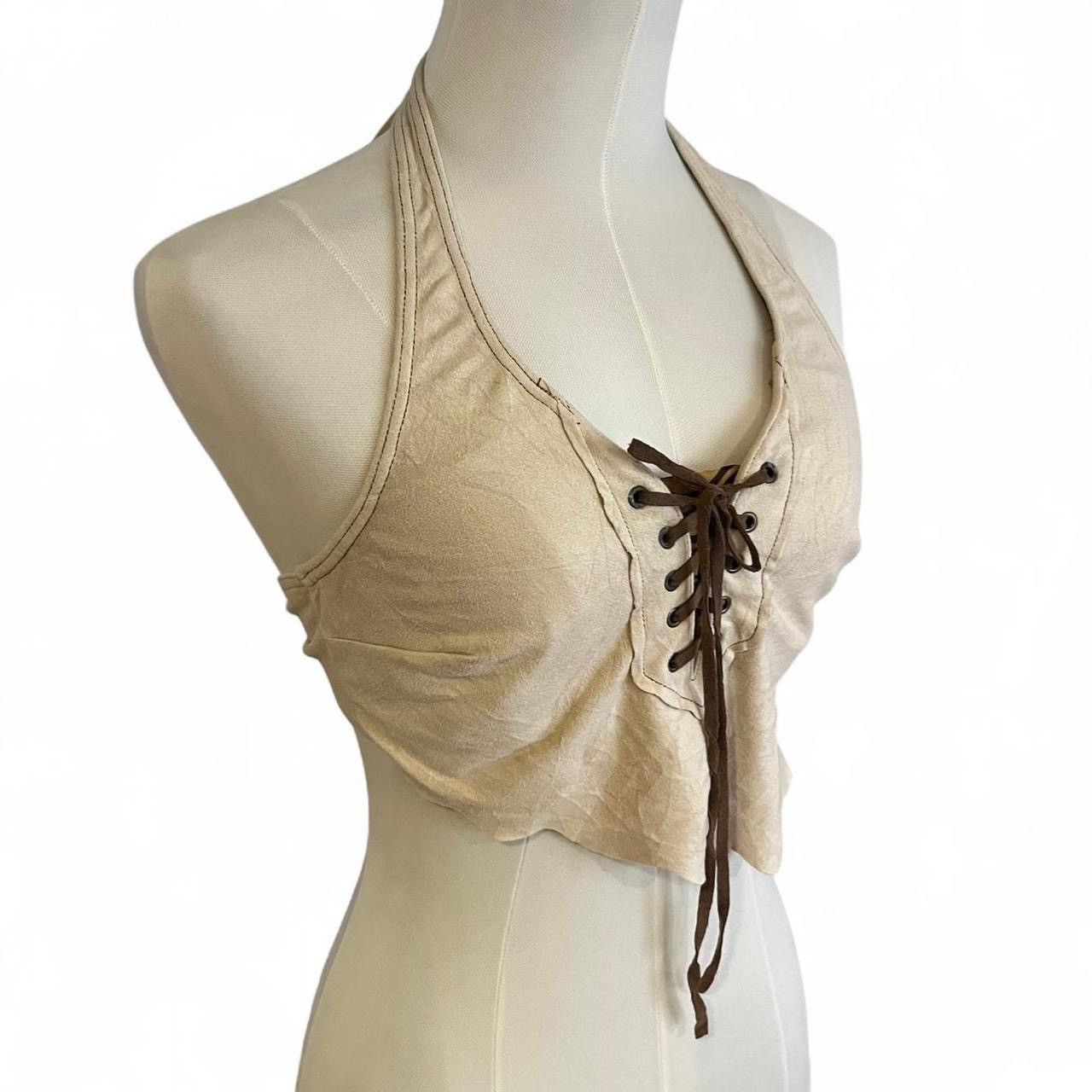 Japanese Brand Vintage y2k suede lace-up halter open back top Size S / US 4 / IT 40 - 2 Thumbnail