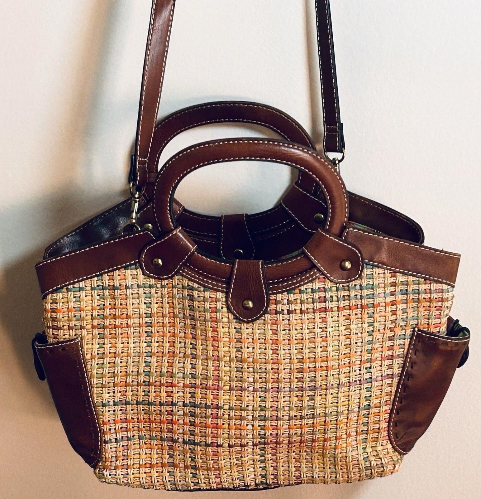 Fossil Vintage Y2K Fossil Purse Woven Straw w/ Leather Accent Bag Size ONE SIZE - 2 Thumbnail