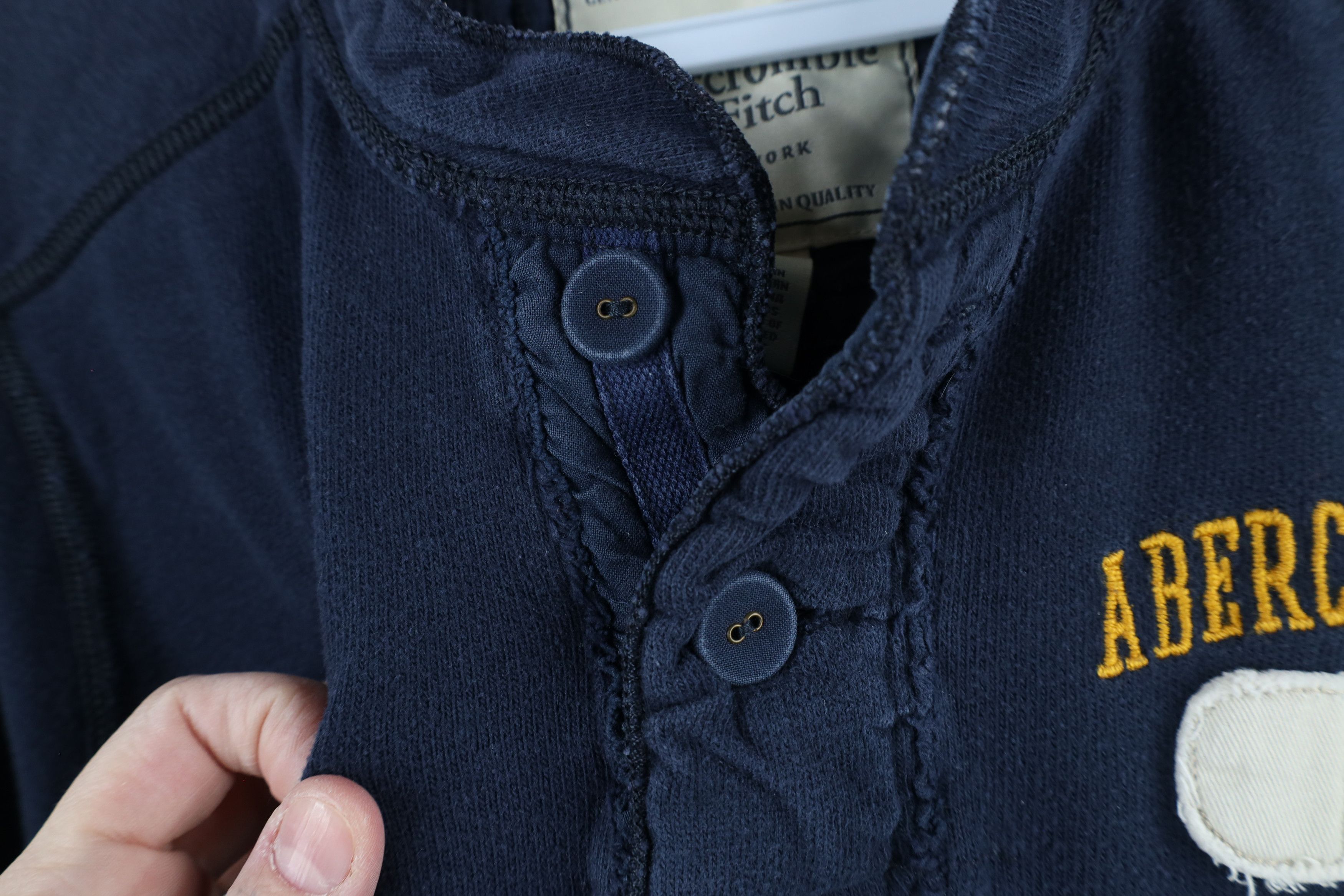 Abercrombie & Fitch × Vintage Vintage 90s Y2K Abercrombie & Fitch Knit Henley T-Shirt Blue Size US L / EU 52-54 / 3 - 5 Thumbnail