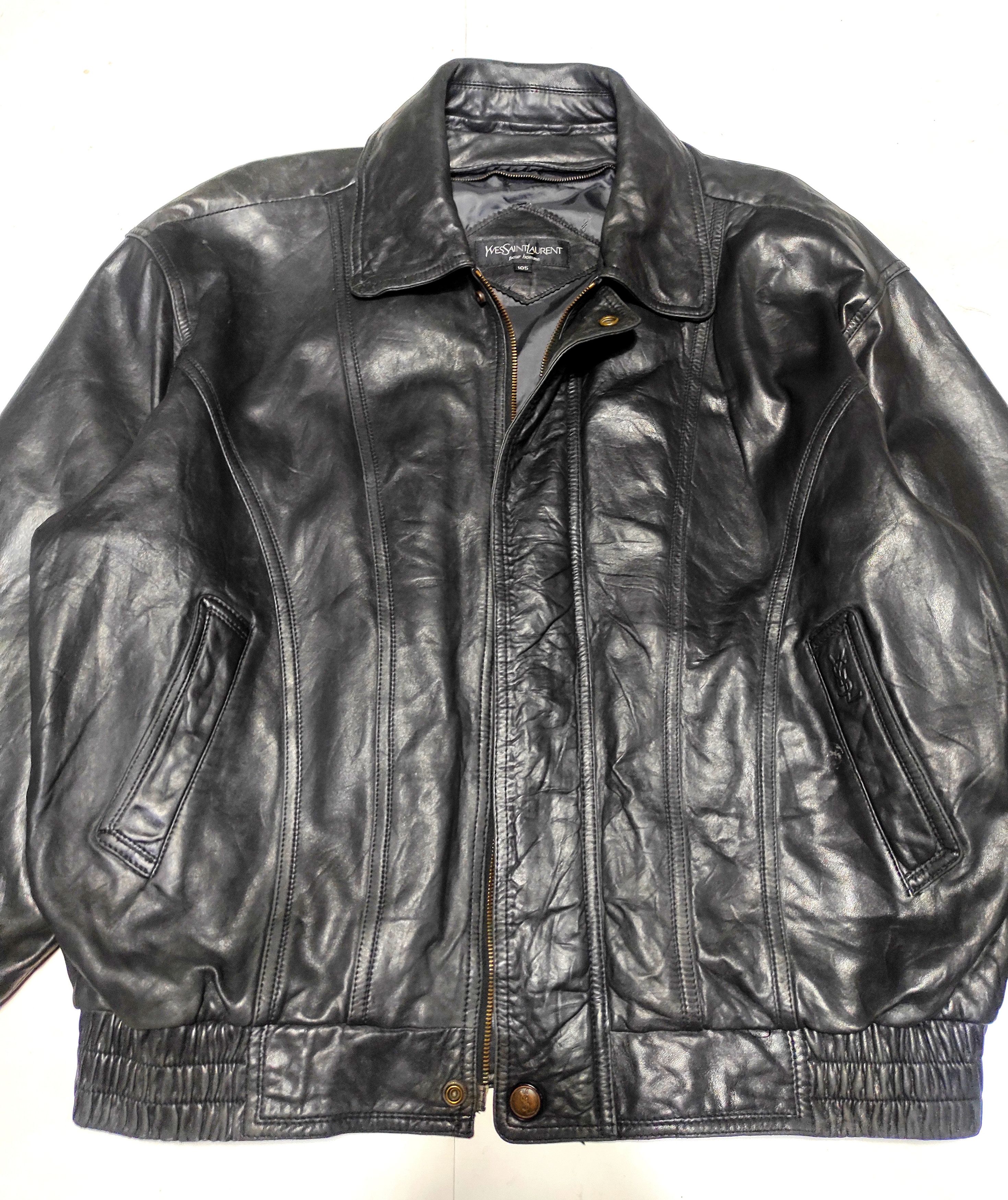 Yves Saint Laurent Rare! Beautiful Yves Saint Laurent Bomber Leather Jacket Size US L / EU 52-54 / 3 - 15 Thumbnail