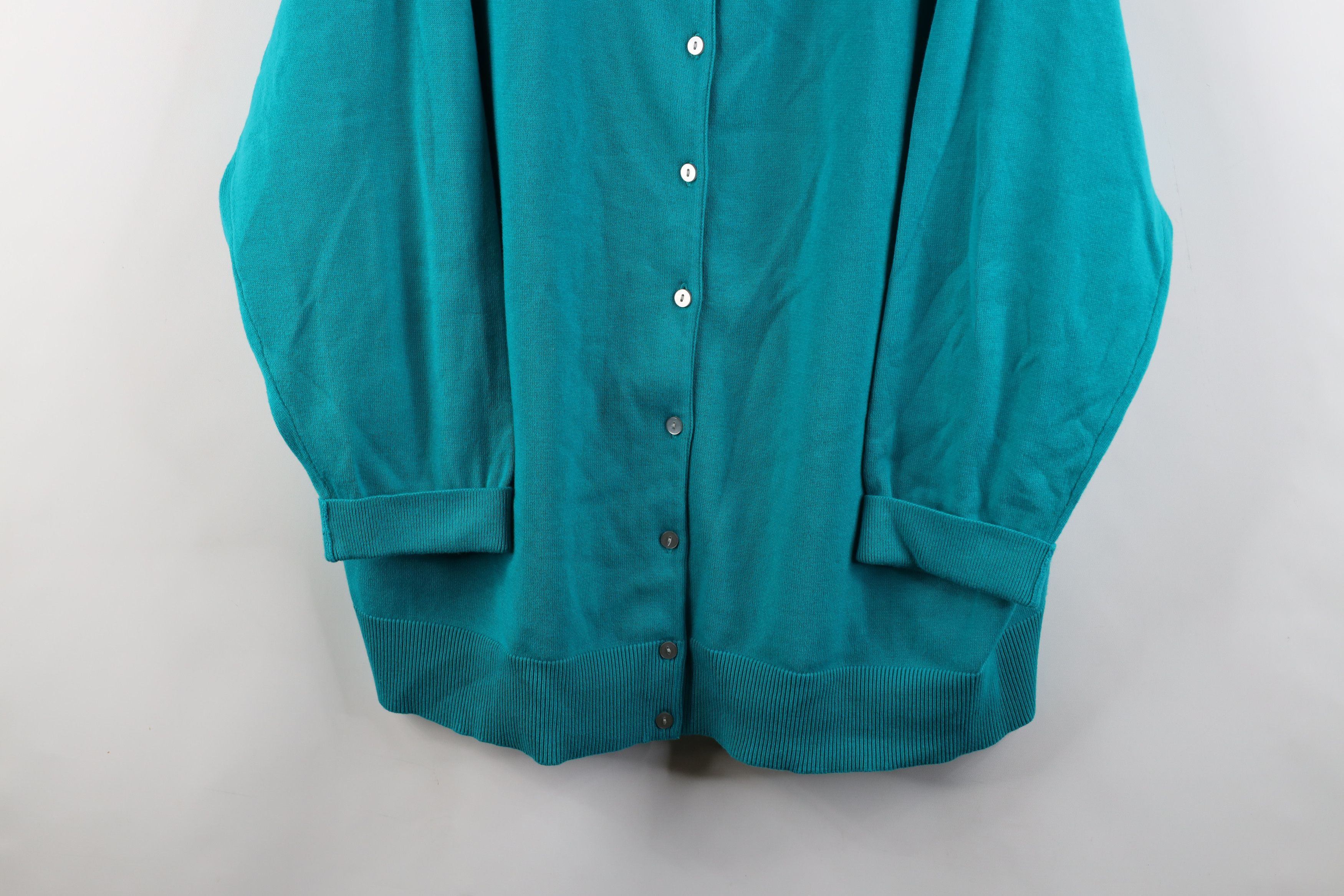 Lands' End × Vintage Vintage Lands End Supima Cotton Knit Cardigan Sweater Teal Size 3XL / US 20-22 - 3 Thumbnail