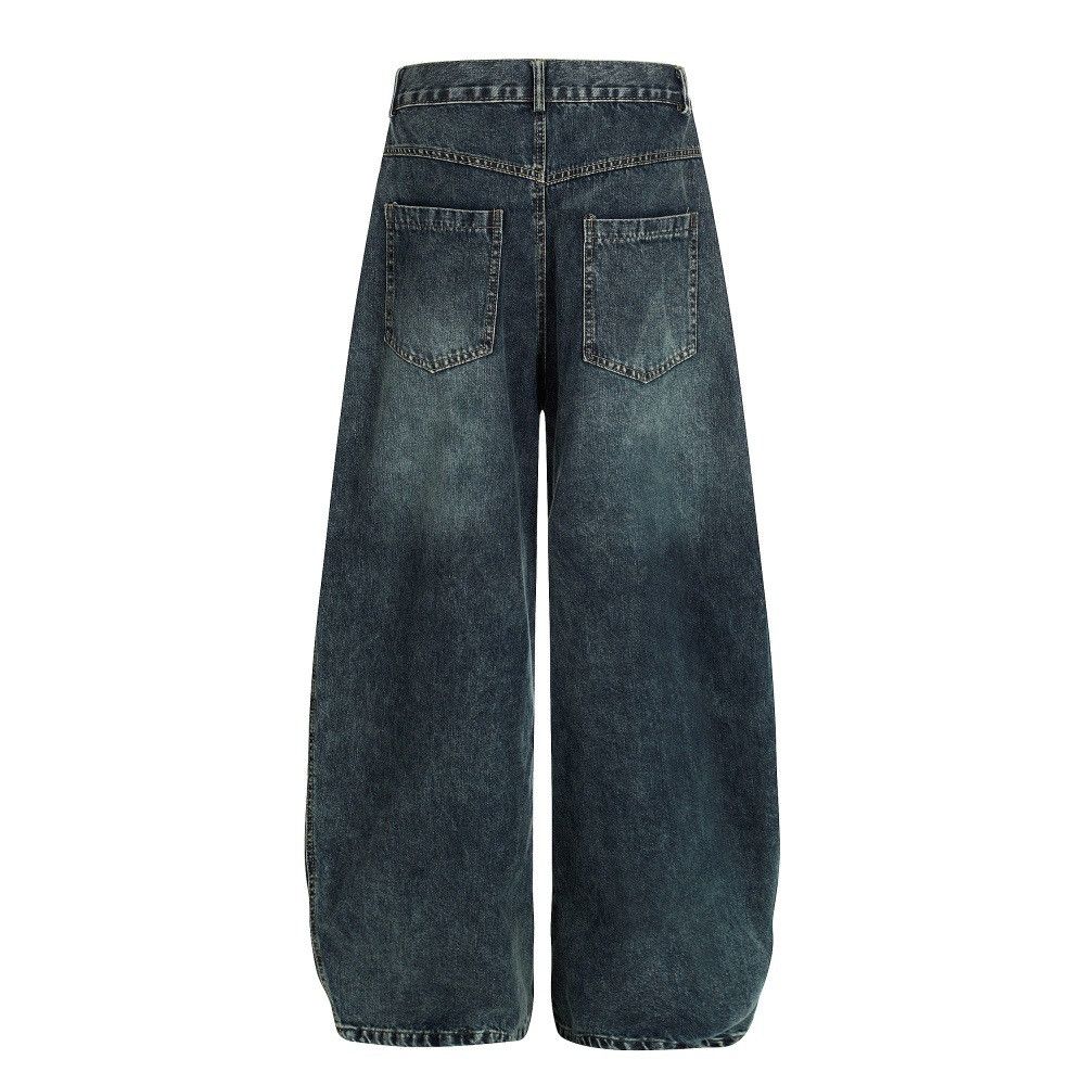 Jean Retro men's letter print loose punk washed jeans Size US 34 / EU 50 - 2 Thumbnail