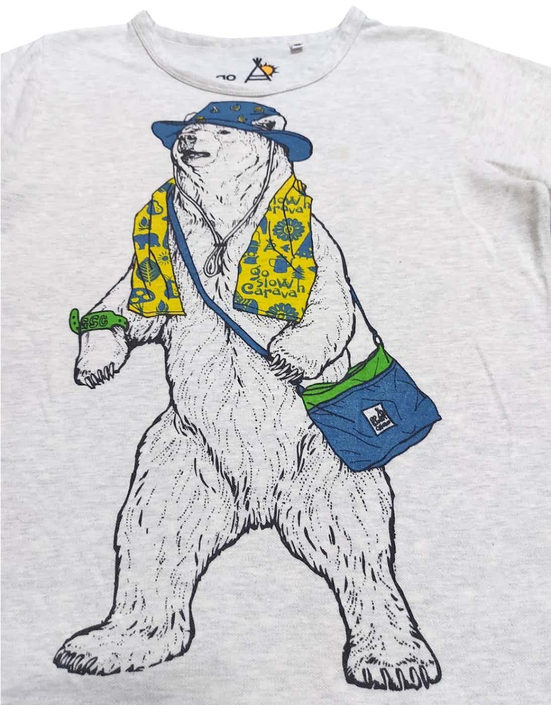 Japanese Brand × go slow caravan Rare! Go Slow Caravan Beachgoers Bear Graphic Tee Size US S / EU 44-46 / 1 - 5 Thumbnail