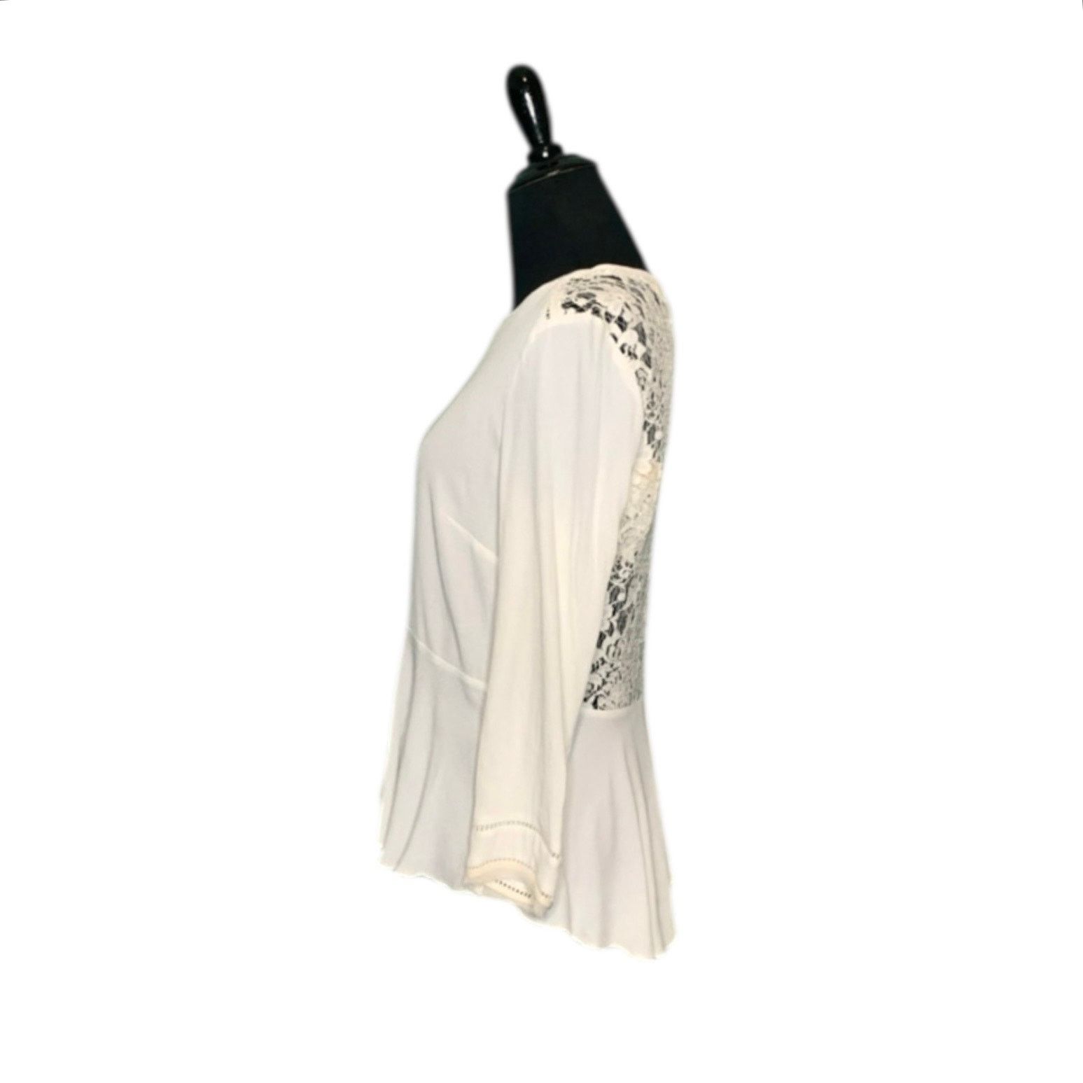Rebecca Taylor Rebecca Taylor cream crepe lace peplum blouse 4 Size S / US 4 / IT 40 - 12 Thumbnail