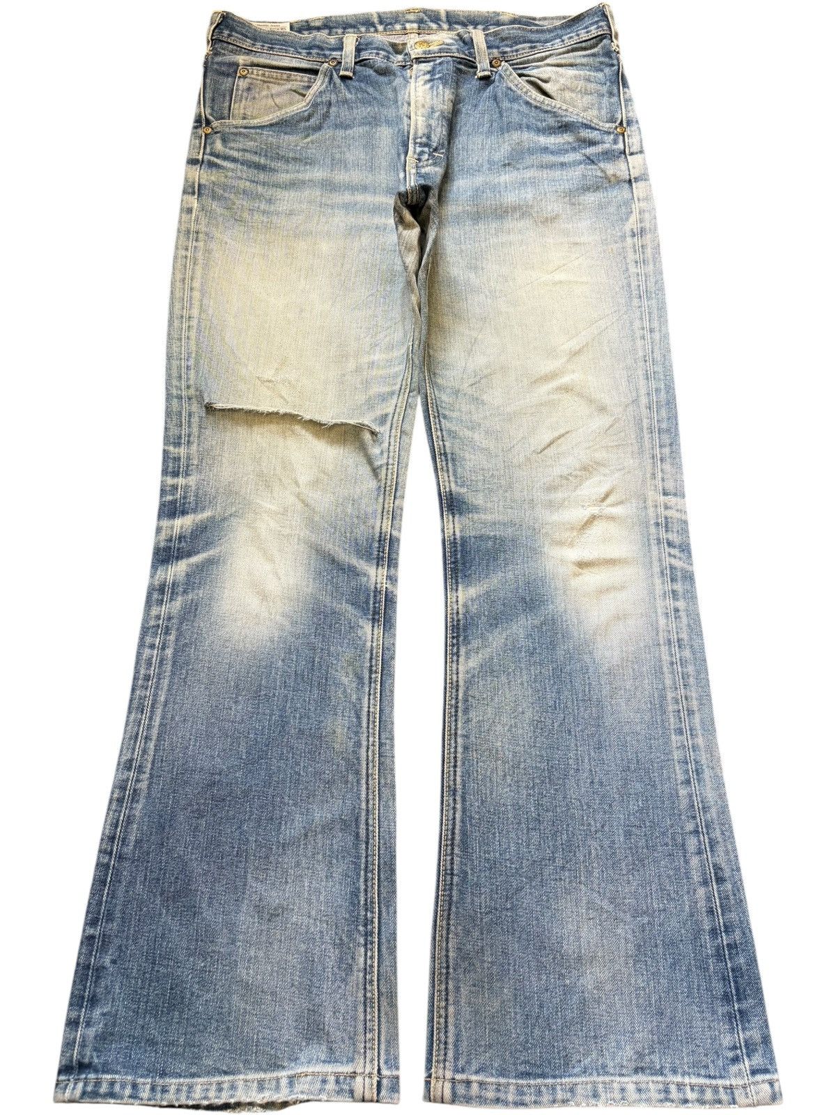 Vintage 90s Lee Riders Faded Wash Distress Flare Jeans