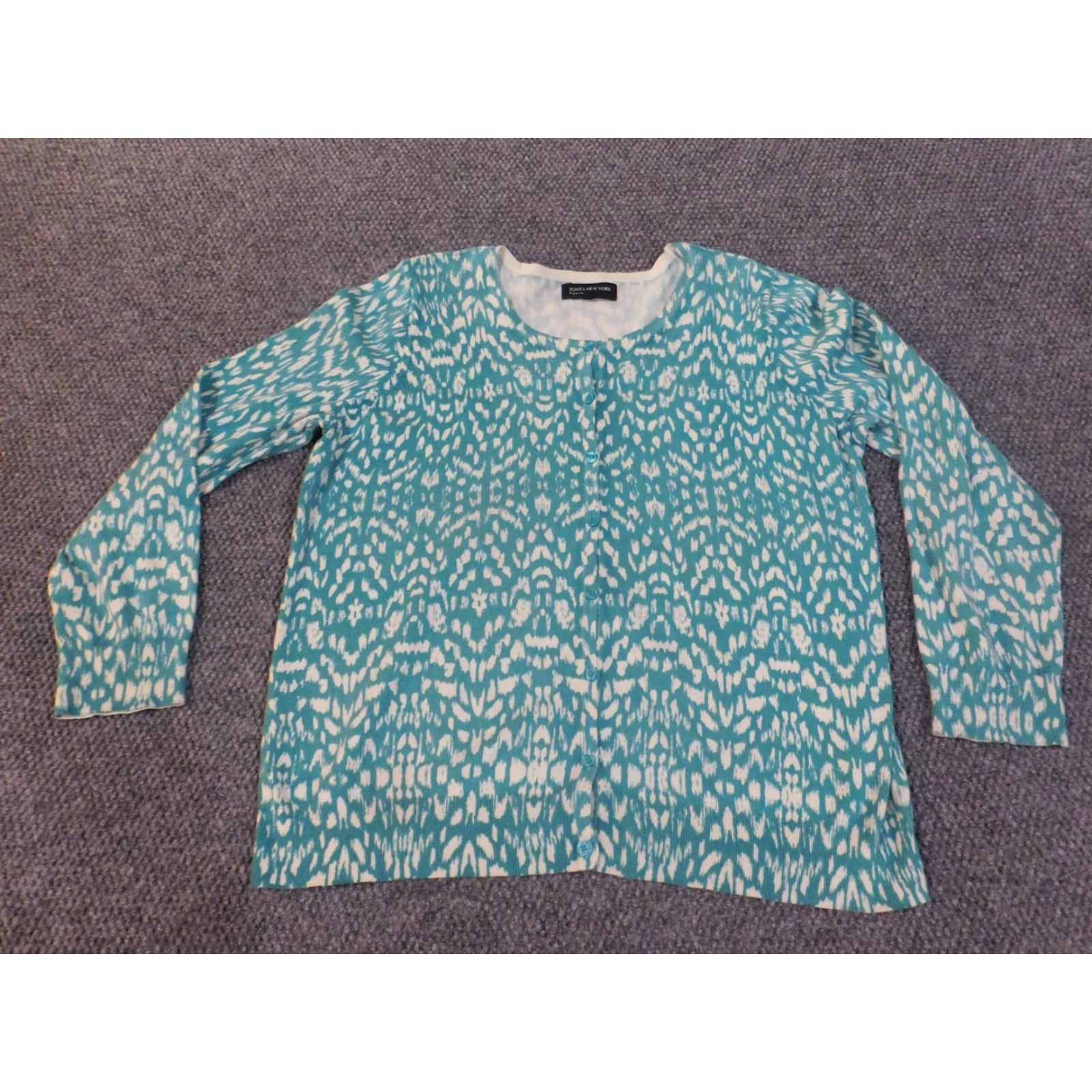 Jones New York Jones New York Sweater Cardigan Women's Plus 2X Blue Knitted Cotton Nylon Button Raglan Sleeve Round Neck Casual Modern 2X Womens Size XXL / US 16-18 / IT 52-54 - 4 Thumbnail