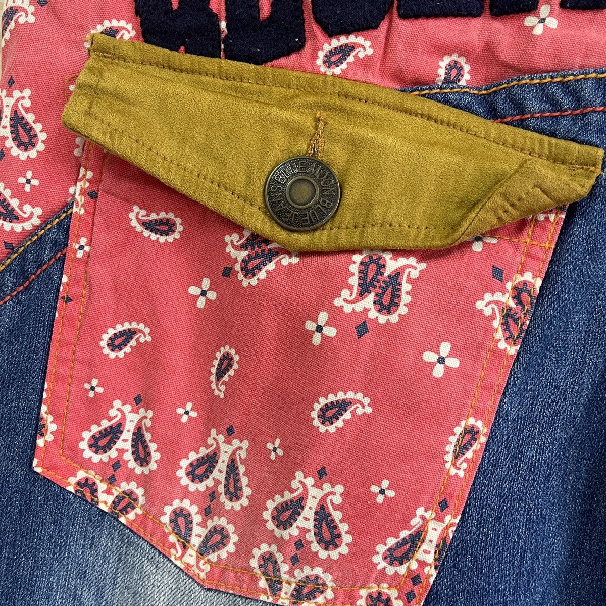 If Six Was Nine × Japan Blue × Japanese Brand Vintage 90s Blue Moon Blue Kapital Patches Jeans Size US 29 - 14 Thumbnail